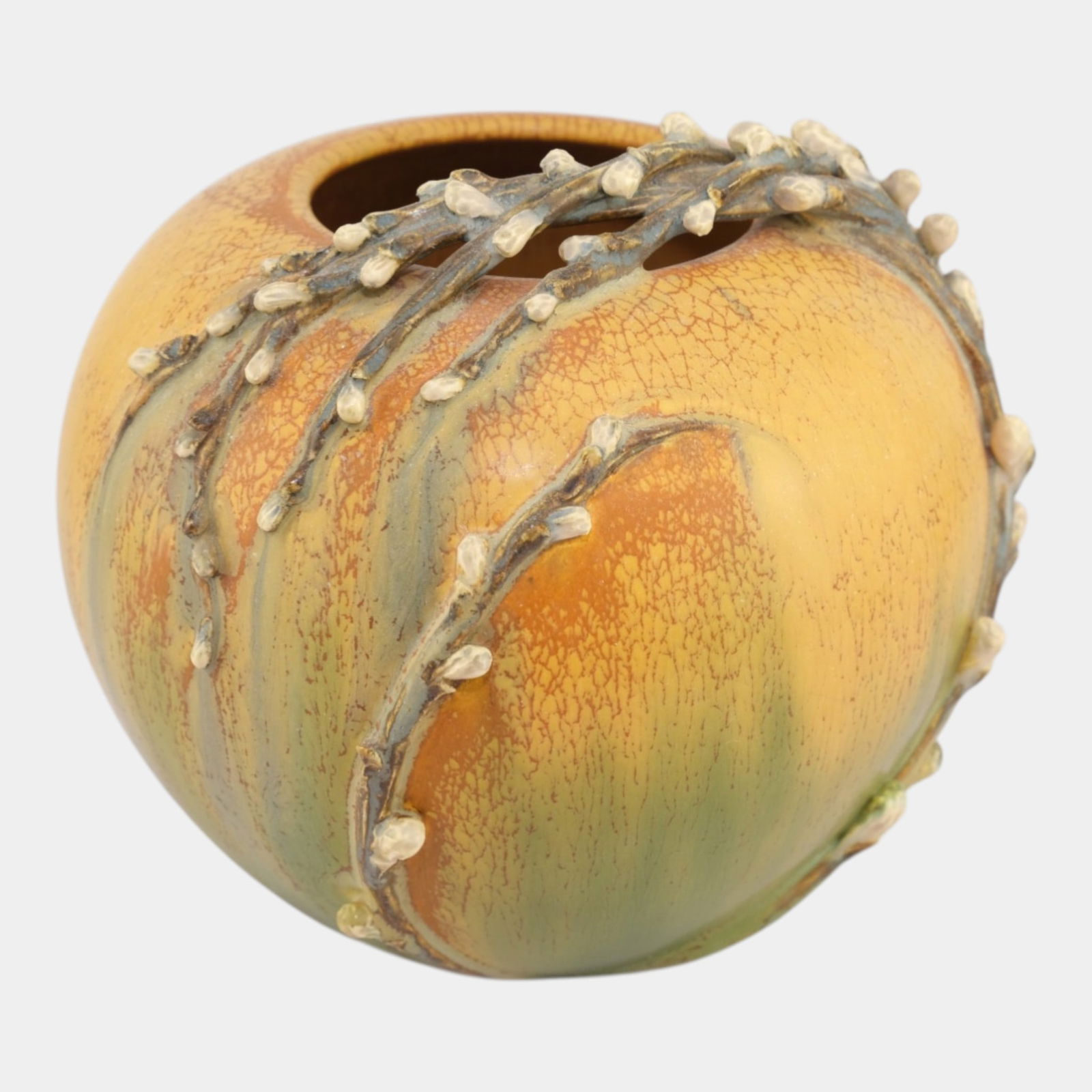 Ephraim Faience 2011 Experimental Hand Made Art Pottery Brown Budding Branch Ceramic Vase (1 of 6)