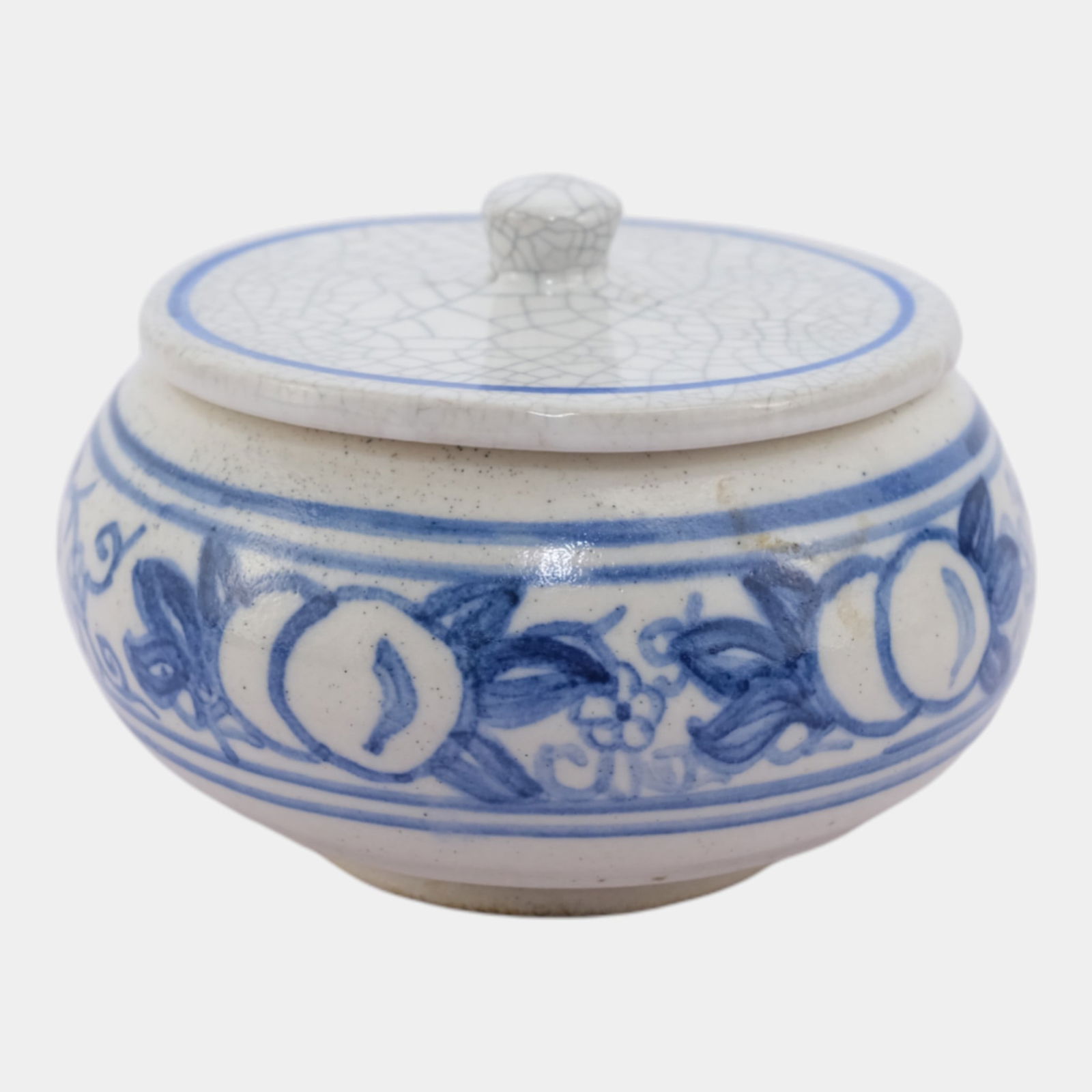 Dedham Pottery 1929-1943 Arts And Crafts Blue Horse Chestnut Lidded Sugar Bowl (1 of 6)