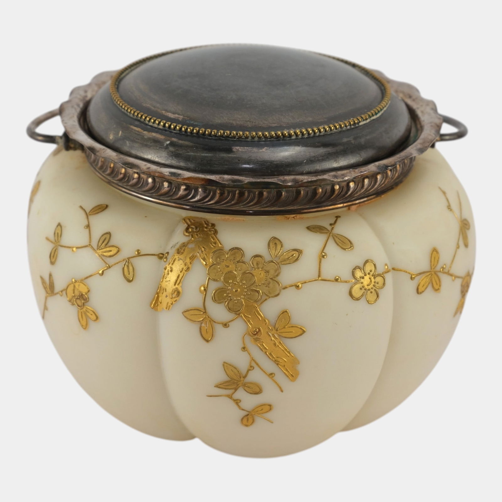 Mt. Washington Crown Milano 1890s Victorian Gold Gilt Decorated Handled Biscuit Jar (1 of 6)