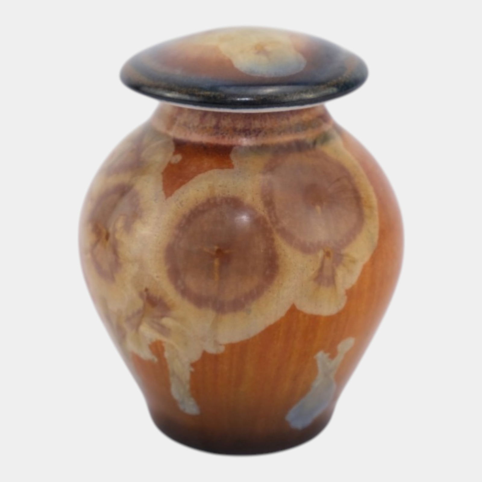 Bill Campbell Studio Art Pottery Orange Crystalline Miniature Ceramic Lidded Jar (1 of 6)