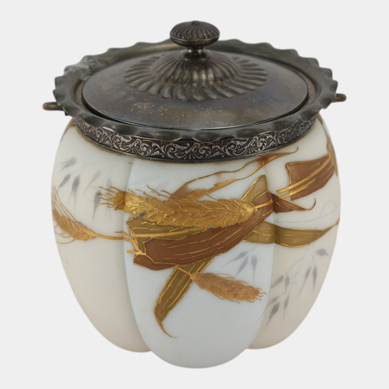 Mt. Washington 1890s Victorian Crown Milano Hand Painted Handled Biscuit Jar (1 of 7)