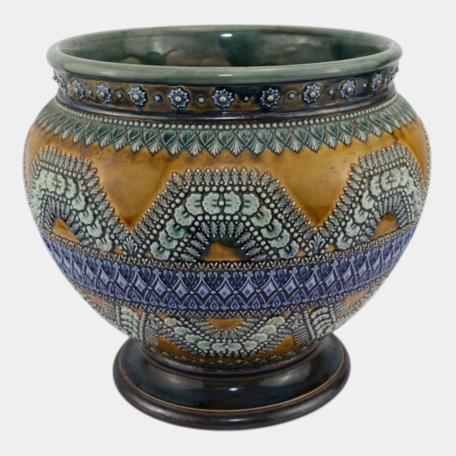 Doulton Lambeth 1883 English Art Pottery Relief Decorative Large Stoneware Jardiniere (1 of 7)