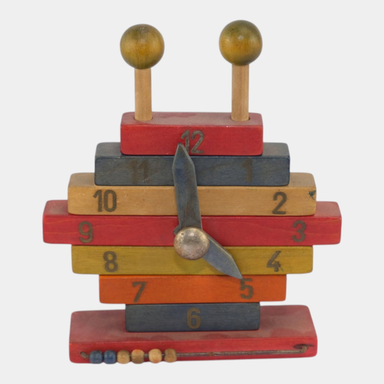 Ettore Sottsass Italian 1960s Mid Century Painted Wooden Building Block Toy Clock (1 of 4)