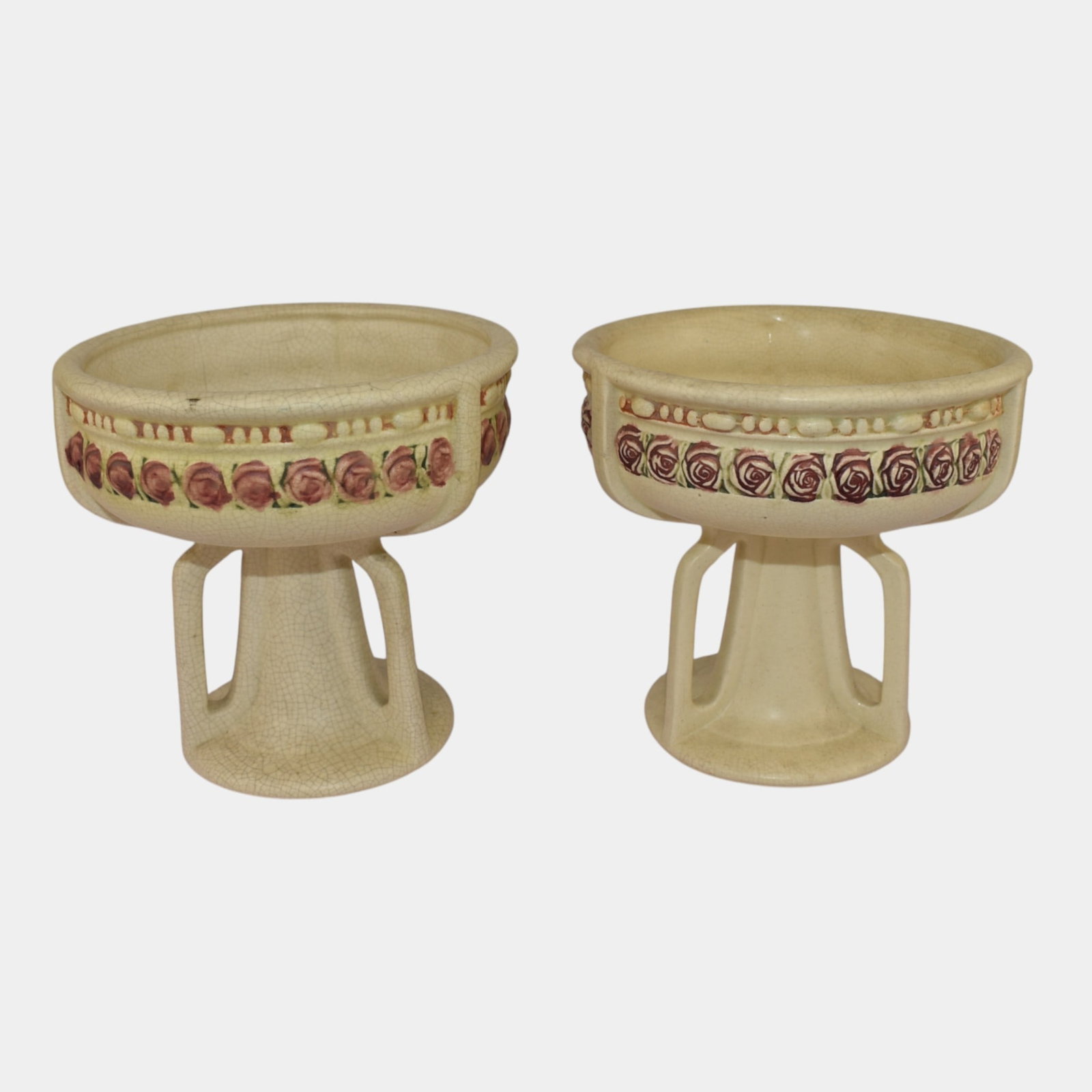 Weller Roma Vintage Pottery Buttressed Planter Vases (1 of 3)