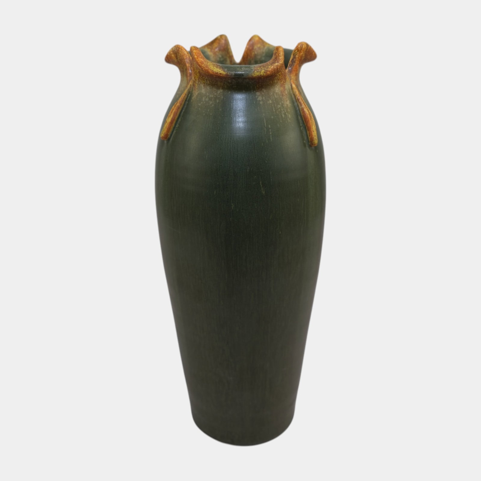 Ephraim Faience Hand Made Pottery Matte Green Wild Morning Glory Vase 409 (1 of 6)