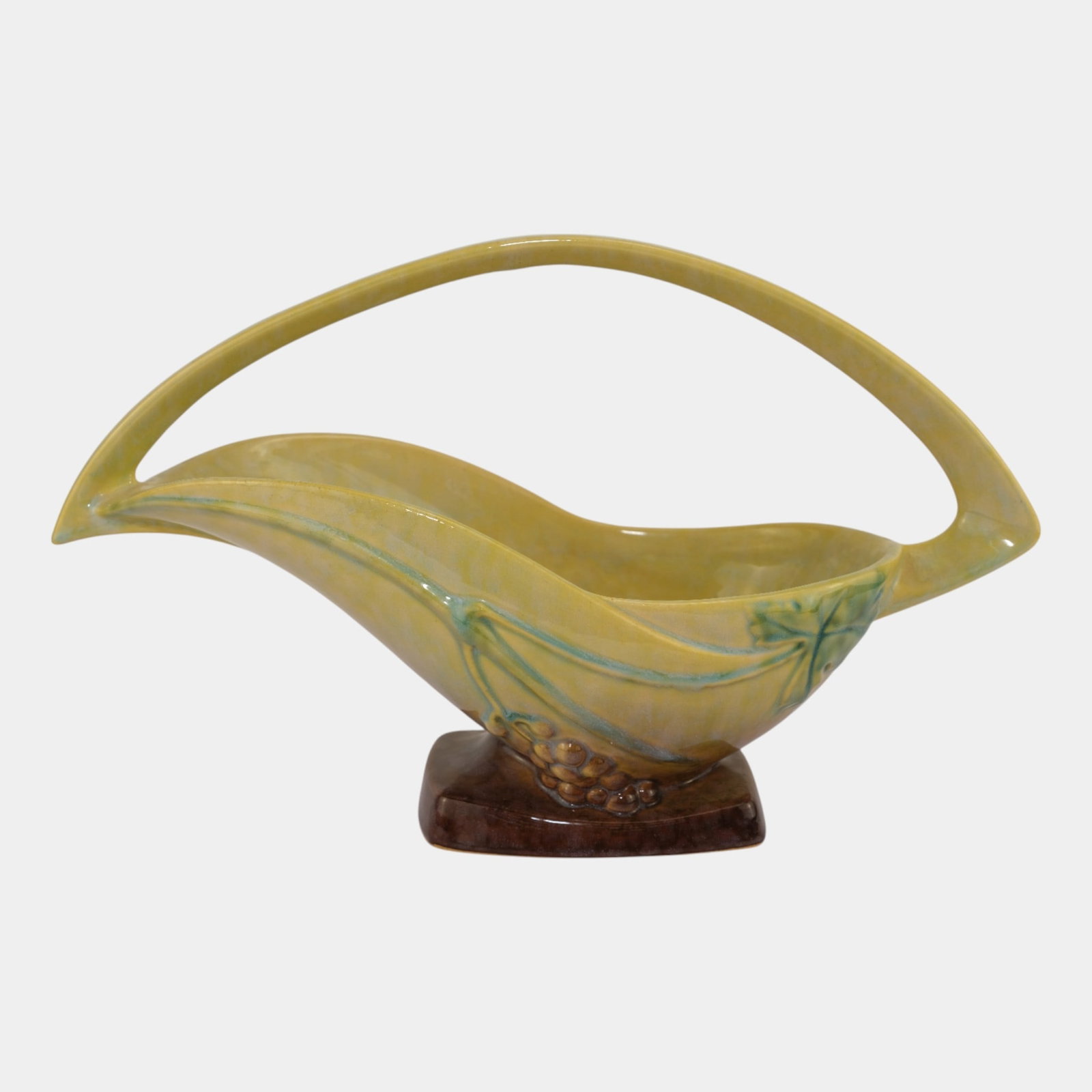 Roseville Wincraft Green 1948 Vintage Mid Century Modern Pottery Basket 209-12 (1 of 6)