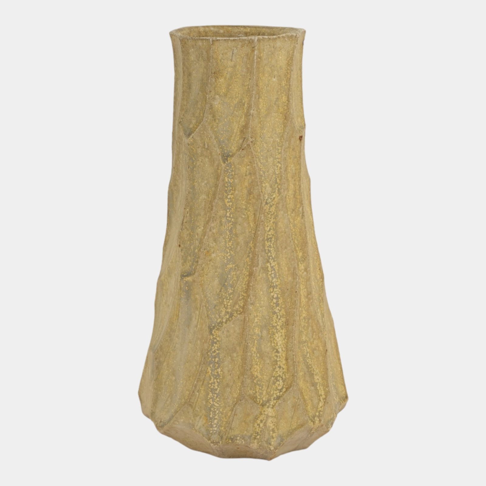 Studio Art Pottery Ceramic Tan Brutalist Carved Vase: Professional, fast, and affordable in house shipping available for all items. Studio Art Pottery Ceramic Tan Brutalist Carved Vase Rustic and organic, this hand-thrown pottery vase features a tall, f