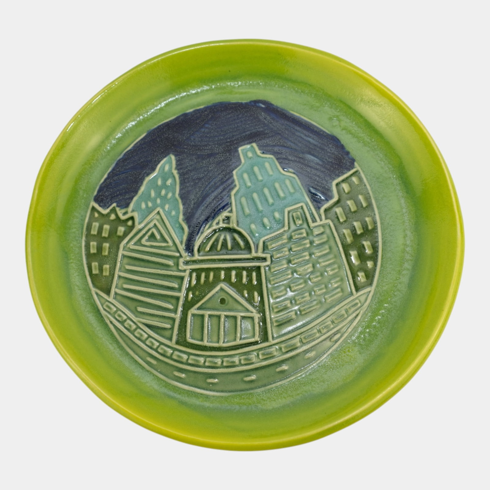Doug Spalding Studio Art Pottery City Scape Pottery Plate (1 of 3)