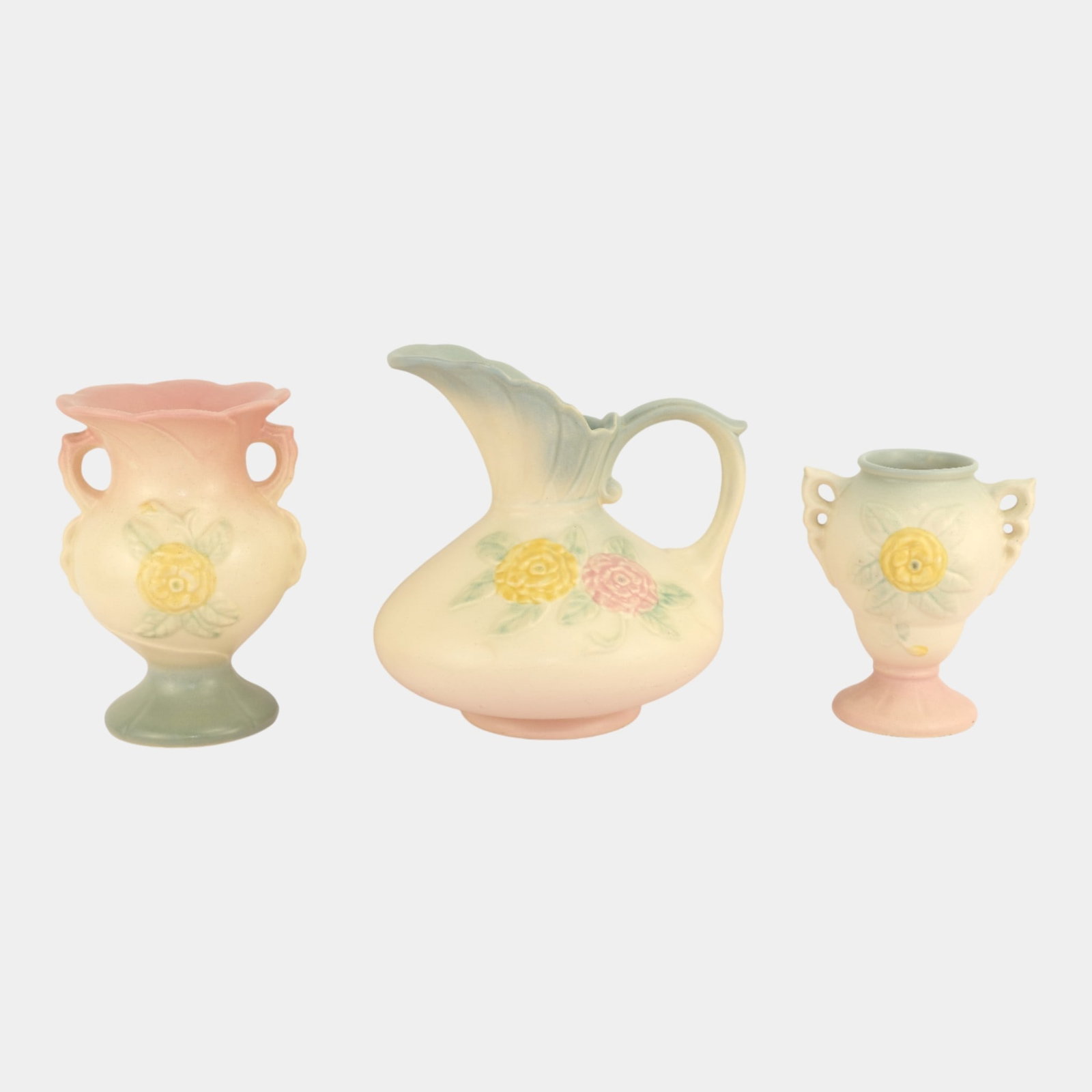 Hull Art Pottery Dogwood Pink To Green Fade Ewer Vases (1 of 3)