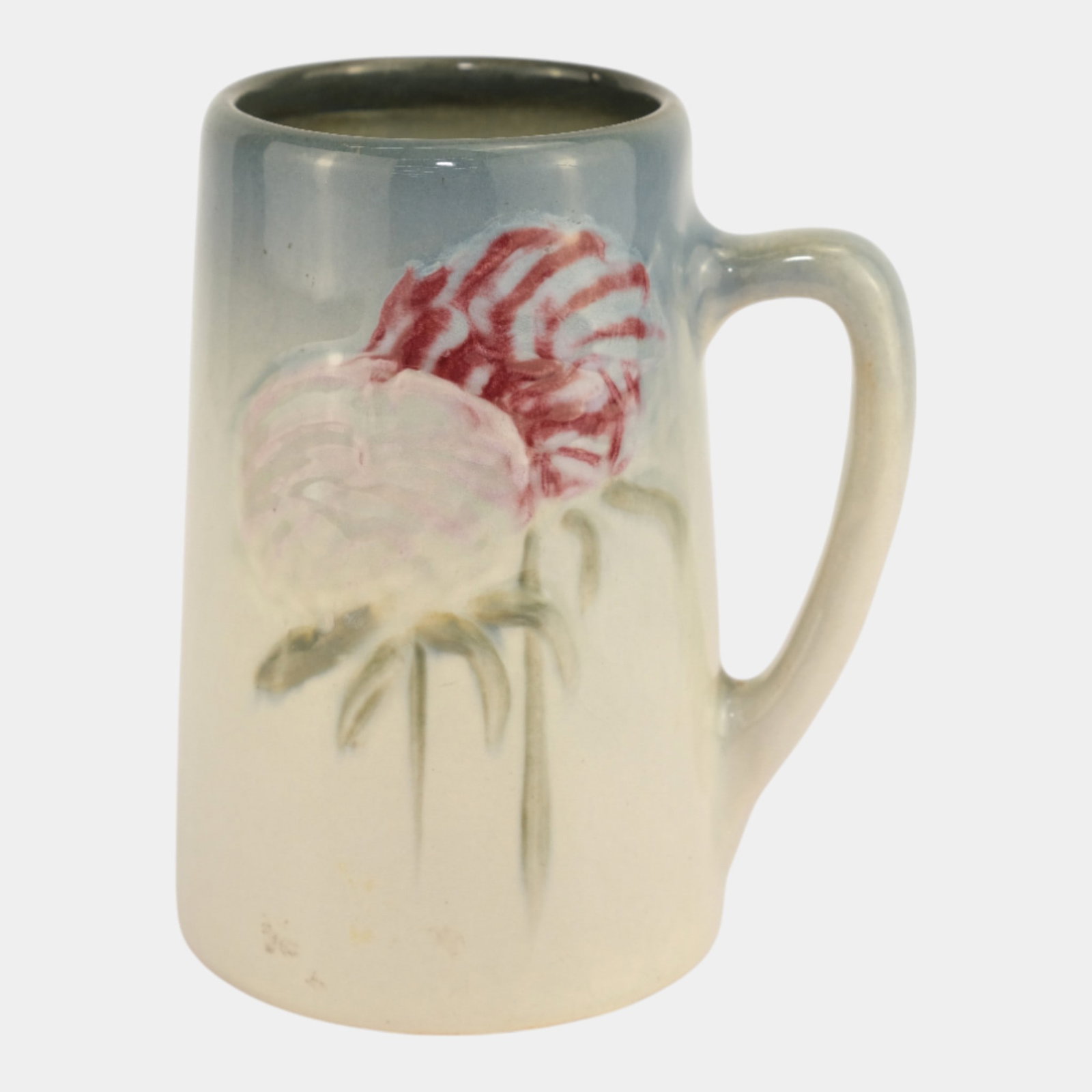 Weller Etna 1906 Antique Art Pottery Red Green Floral Gray Handled Mug (1 of 3)