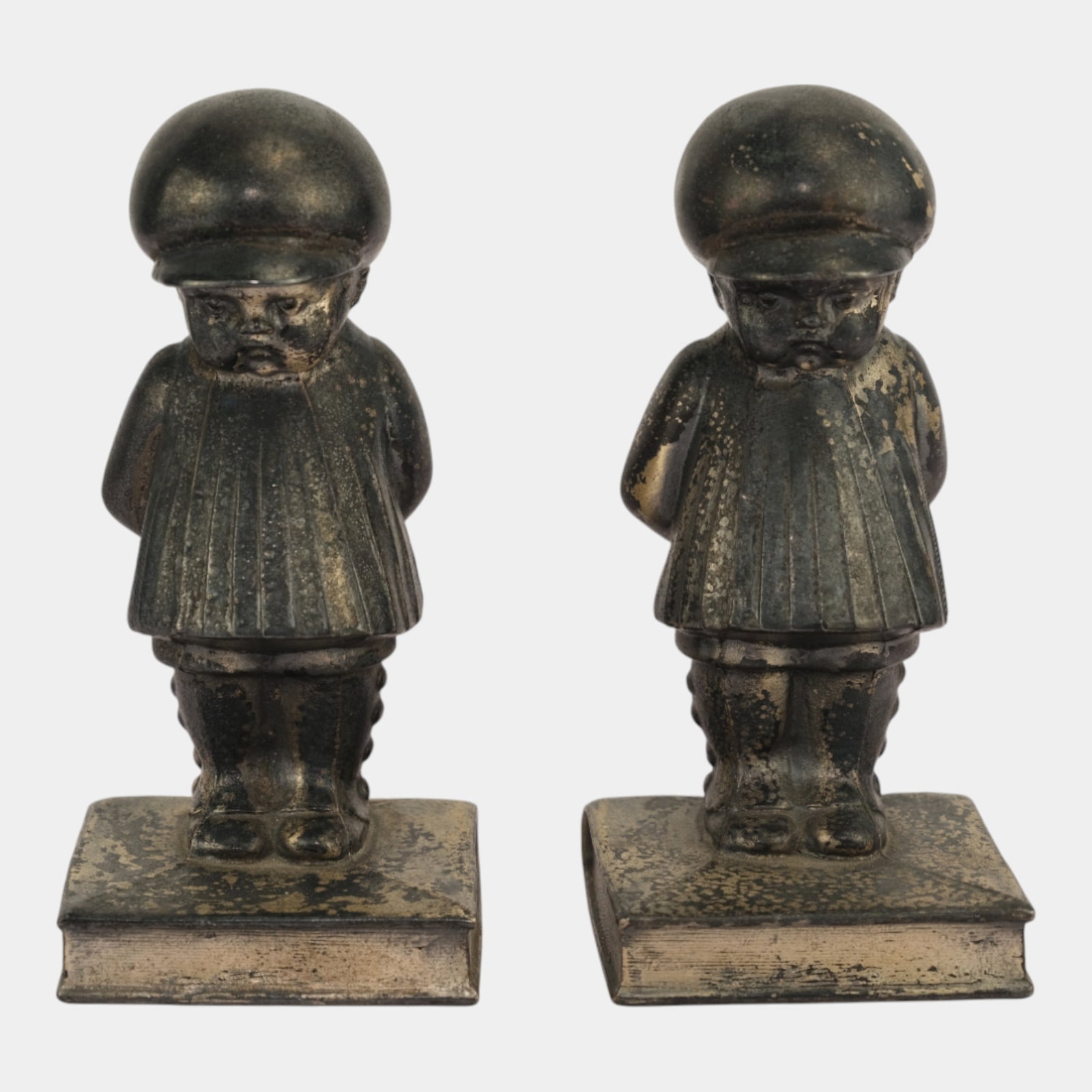 Antique Metal Schoolboys School Boys Standing On Book Figurines Statues: Professional, fast, and affordable in house shipping available for all items. Antique Metal Schoolboys School Boys Standing On Book Figurines Statues Excellent condition. Age related wear. Bottom mark