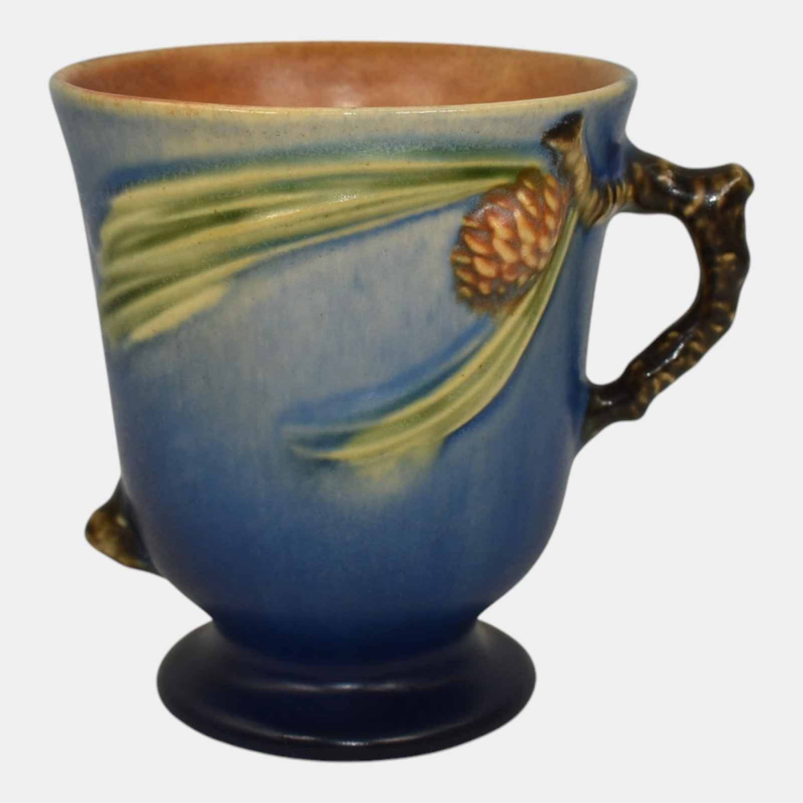 Roseville Pine Cone 1940 Vintage Art Pottery Blue Ceramic Mug 960-4 (1 of 6)