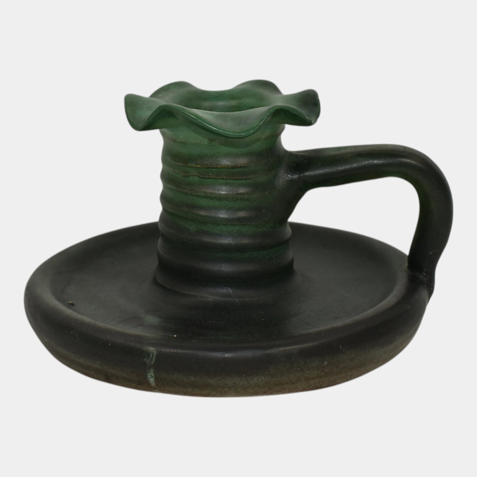Weller Ware Vintage Art Pottery Hand Made Matte Green Ceramic Candle Holder (1 of 6)