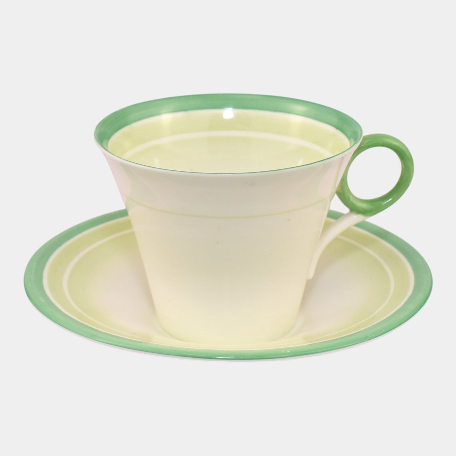 Shelley 1930s English Bone China Art Deco Green "Bands And Shades" Cup & Saucer: Professional, fast, and affordable in house shipping available for all items. Shelley 1930s English Bone China Art Deco Green "Bands And Shades" Cup & Saucer Light, fresh, and cleanly modern, this Sh