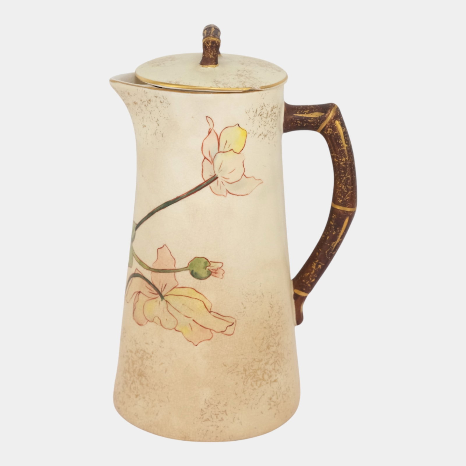 Hampshire Pottery Vintage Arts And Crafts Yellow Floral Ceramic Lidded Pitcher (1 of 9)