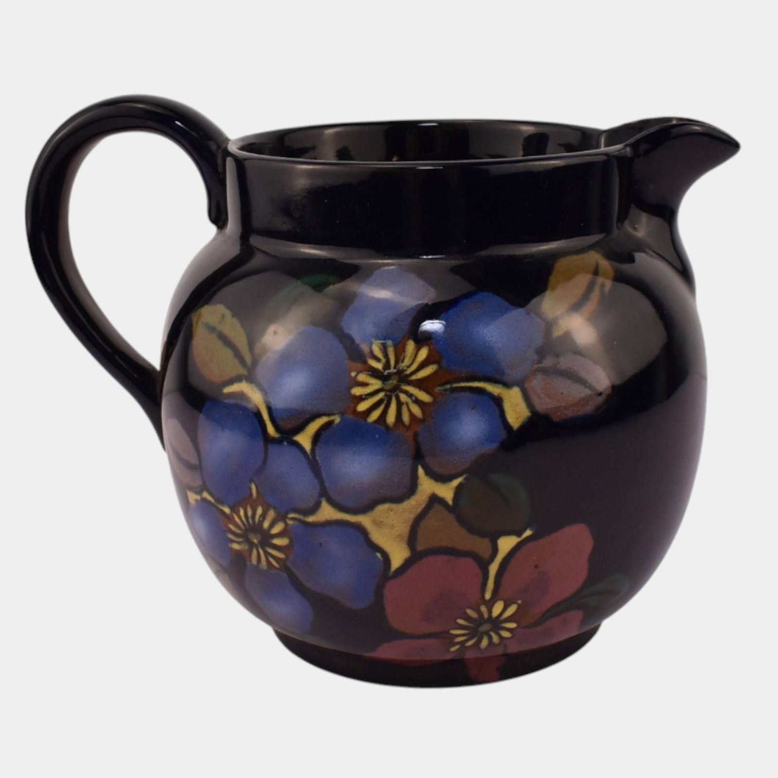 Royal Stanley Ware English Art Pottery Jacobean Floral Ceramic Handled Pitcher (1 of 3)