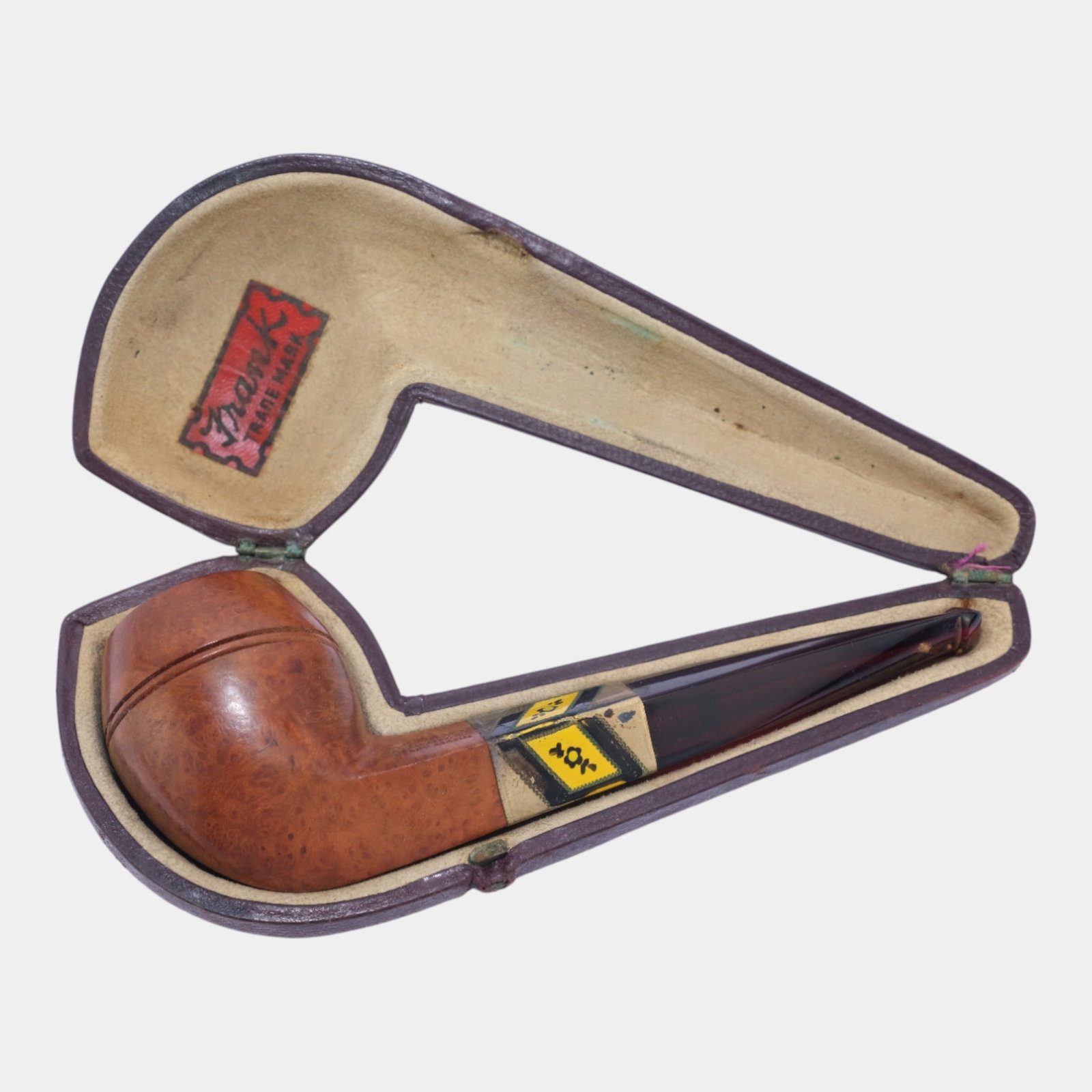 Frank Mid Century Brown Carved Briar Wood Bulldog Smoking Pipe With Case (1 of 5)