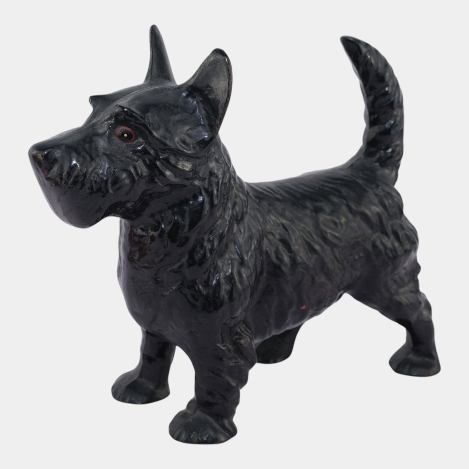 Early 20th Century Black Cast Iron Scottish Terrier Figural Dog Doorstop (1 of 7)
