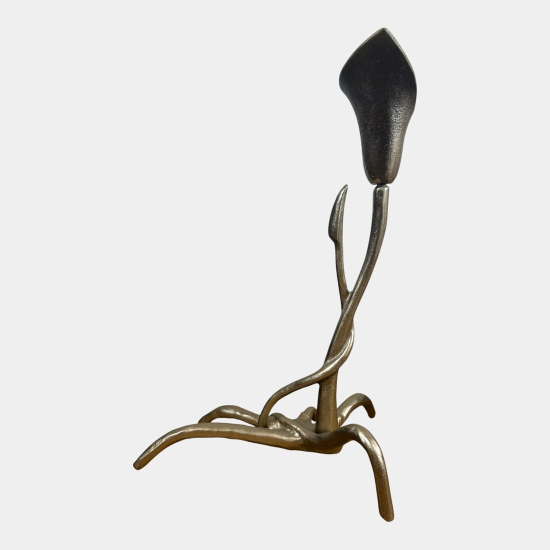 Scott Nelles 1986 Modernist Bronze Calla Lily Flower Candlestick Sculpture (1 of 5)
