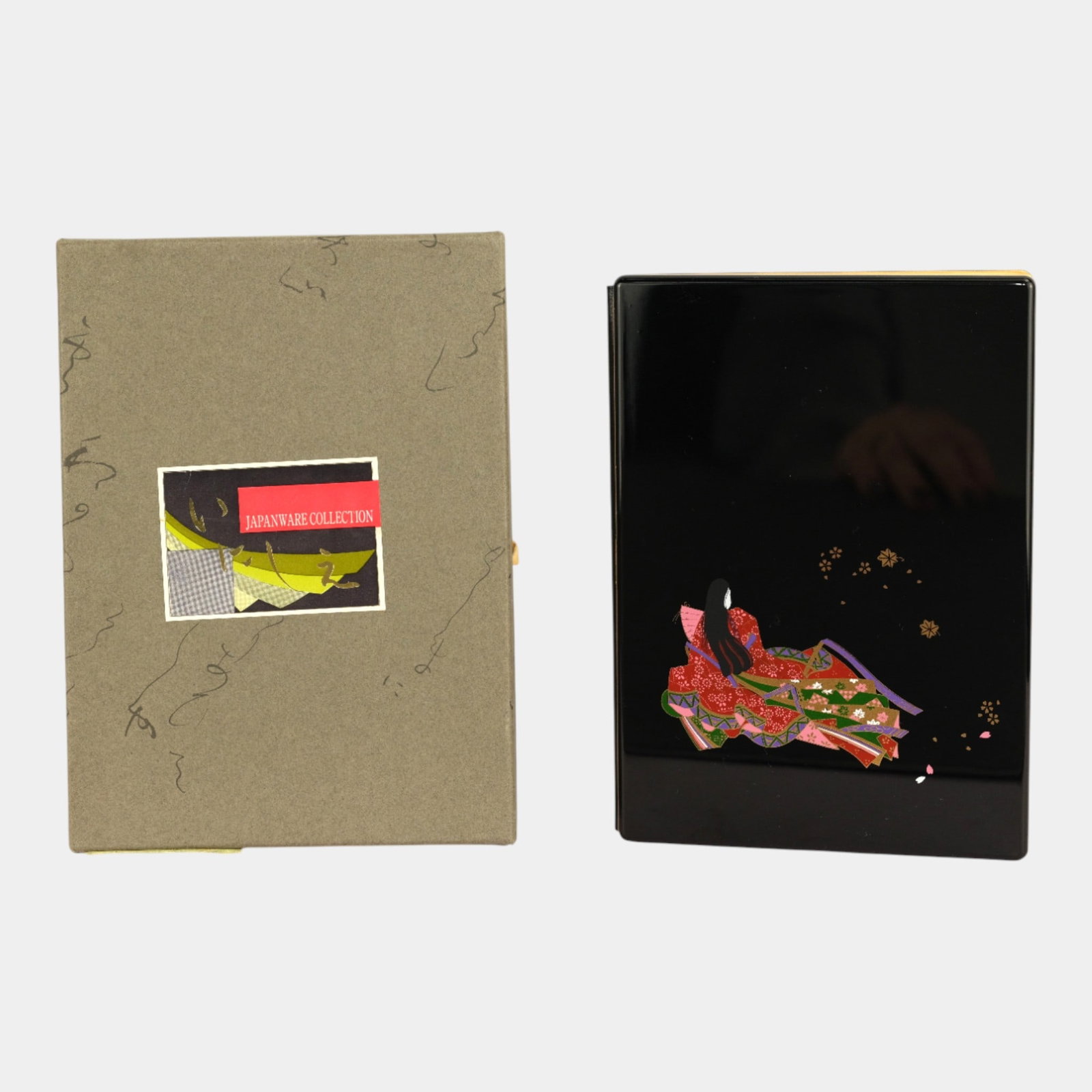 Japanese Cloisonne Vintage Black Lacquer Address Book With Original Box (1 of 3)