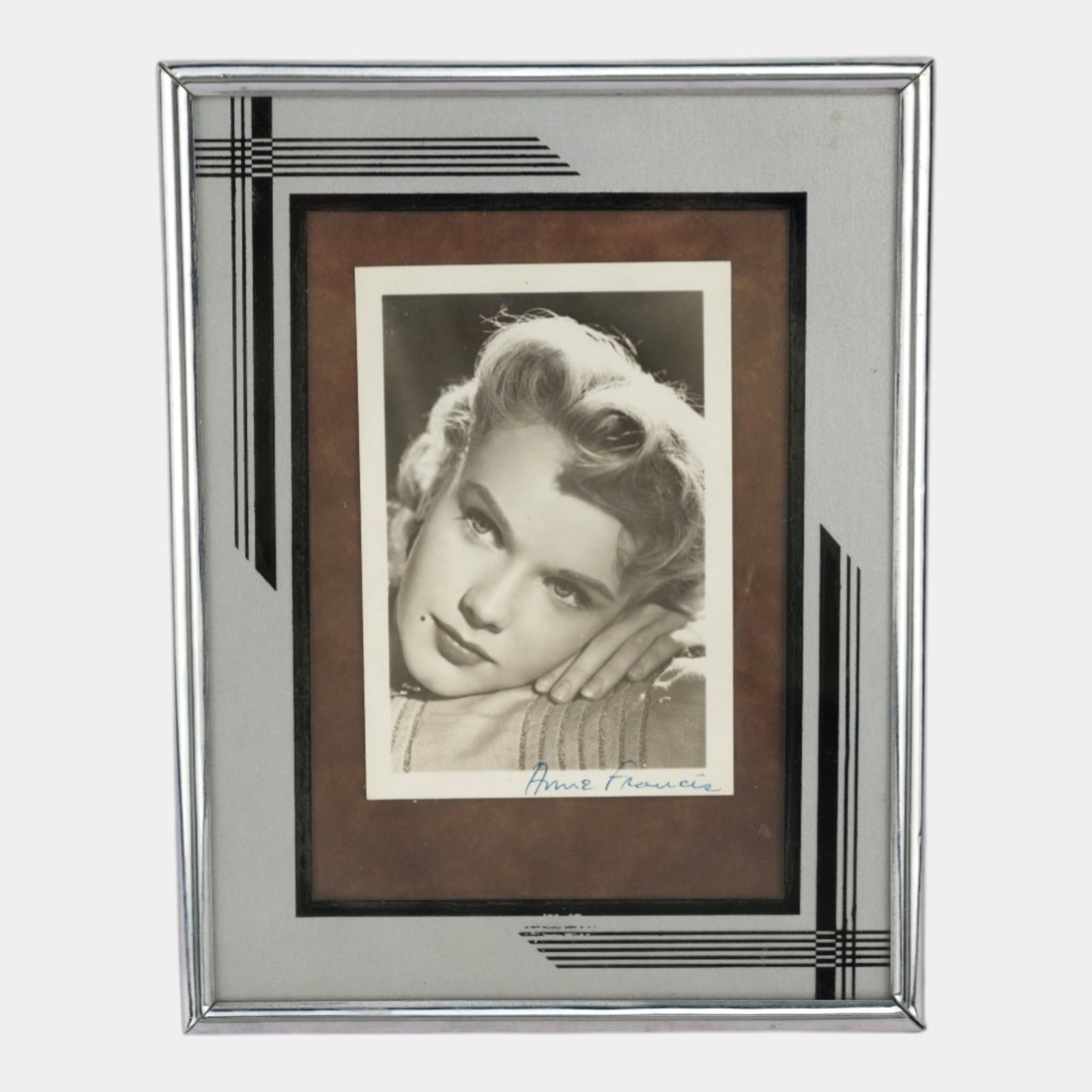 Actress Anne Francis Photograph Framed In Silver Streamlined Art Deco Frame (1 of 4)