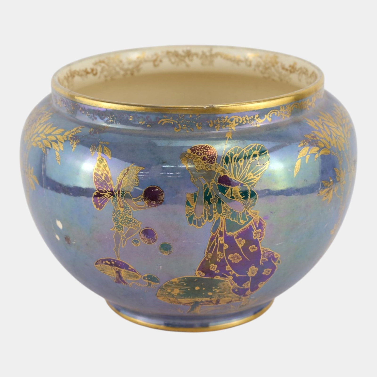 Crown Devon Lustrine Fieldings English Iridescent Art Pottery Fairy Decorated Vase (1 of 10)