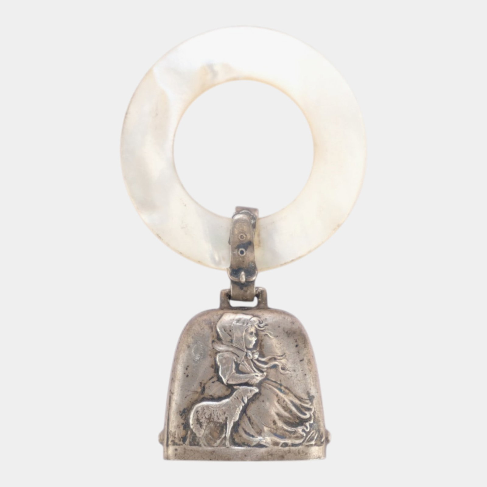 Webster Co. 1930s Sterling Silver Baby Rattle And Faux Mother Of Pearl Teething Ring: Professional, fast, and affordable in house shipping available for all items. Webster Co. 1930s Sterling Silver Baby Rattle And Faux Mother Of Pearl Teething Ring Excellent condition. Age related wear