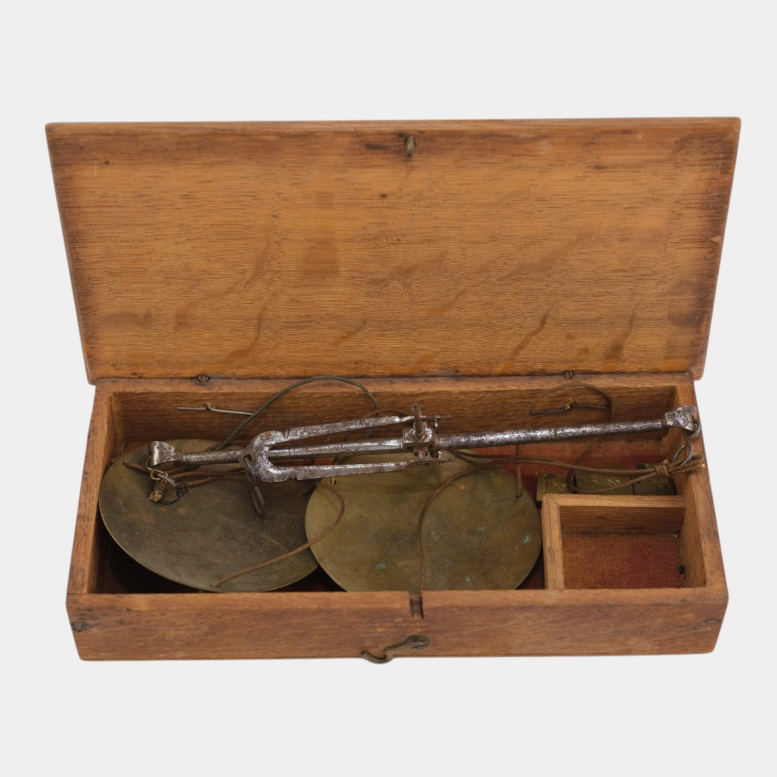 Late 19th Century Brass & Steel Apothecary Travel Scale With Weights And Wooden Case (1 of 4)