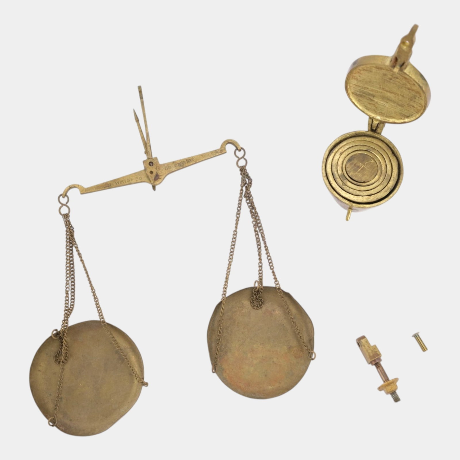 Late 19th Century Brass & Steel Apothecary Travel Scale With Lidded Case Of Weights (1 of 7)