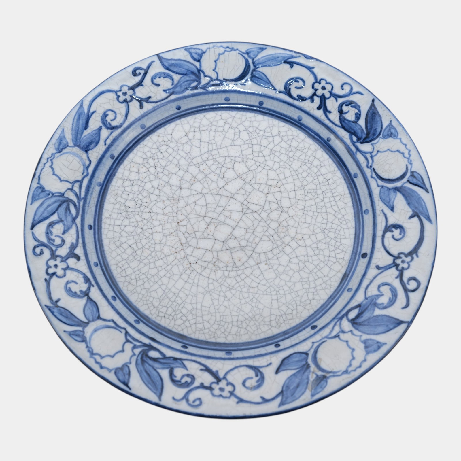 Dedham Pottery 1896-1928 Arts And Crafts Pottery Blue Horse Chestnut Plate (1 of 8)