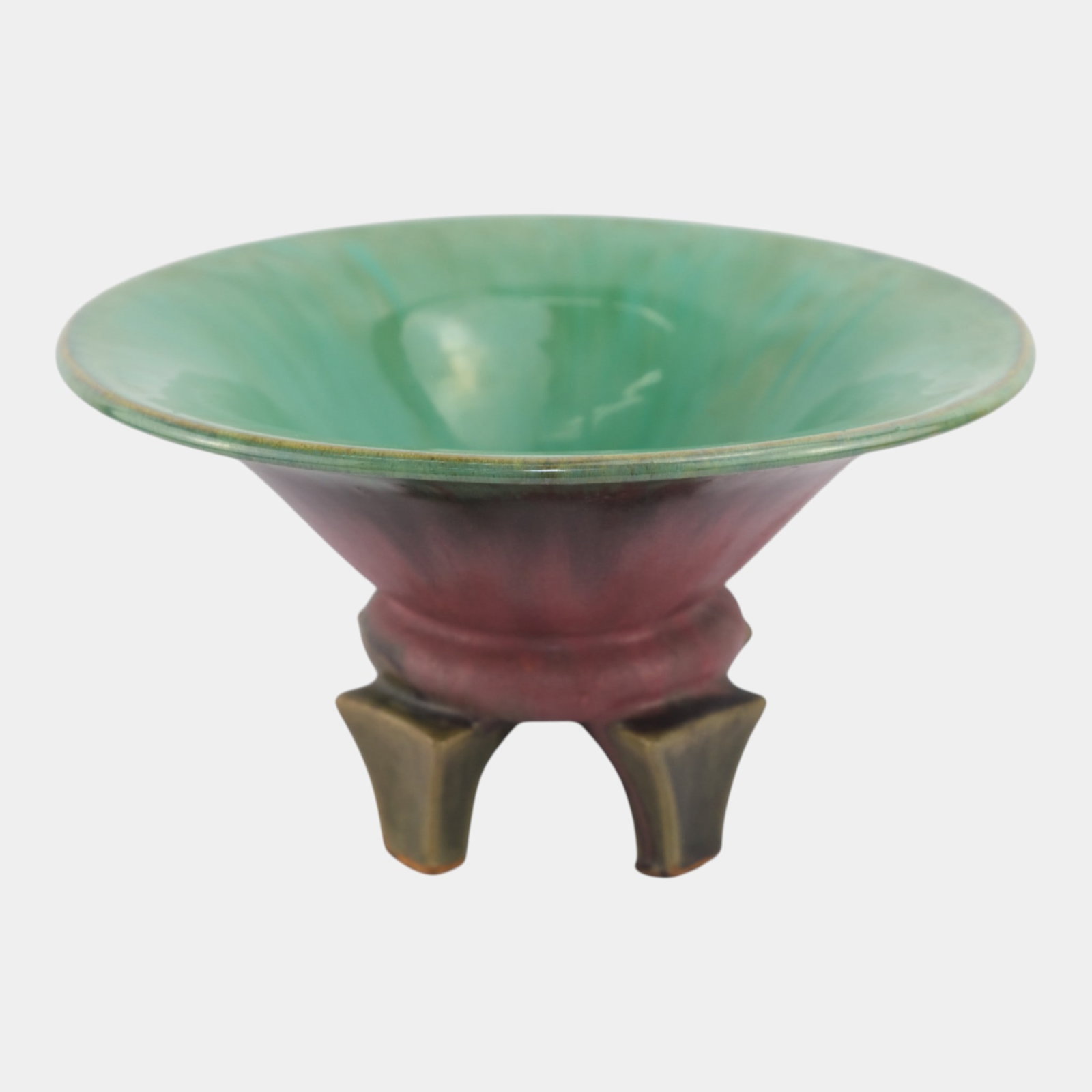 Fulper Arts And Crafts Pottery Massive Red Green Crystalline Bowl With Pedestal 494 (1 of 6)