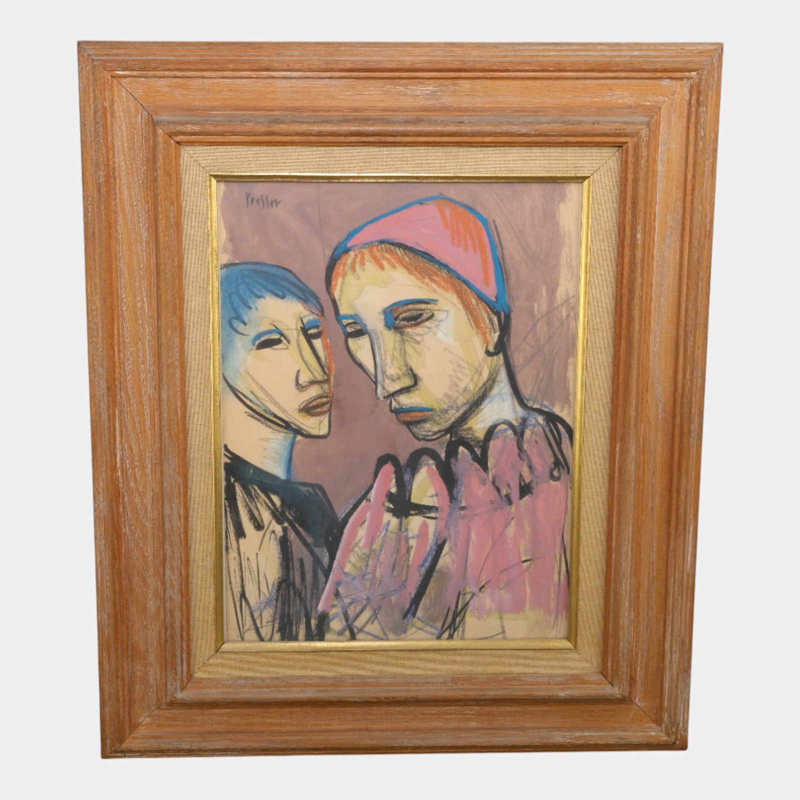 Josef Presser (1909-1967) "Claques" Gouache Pastel & Ink Framed Painting (1 of 8)
