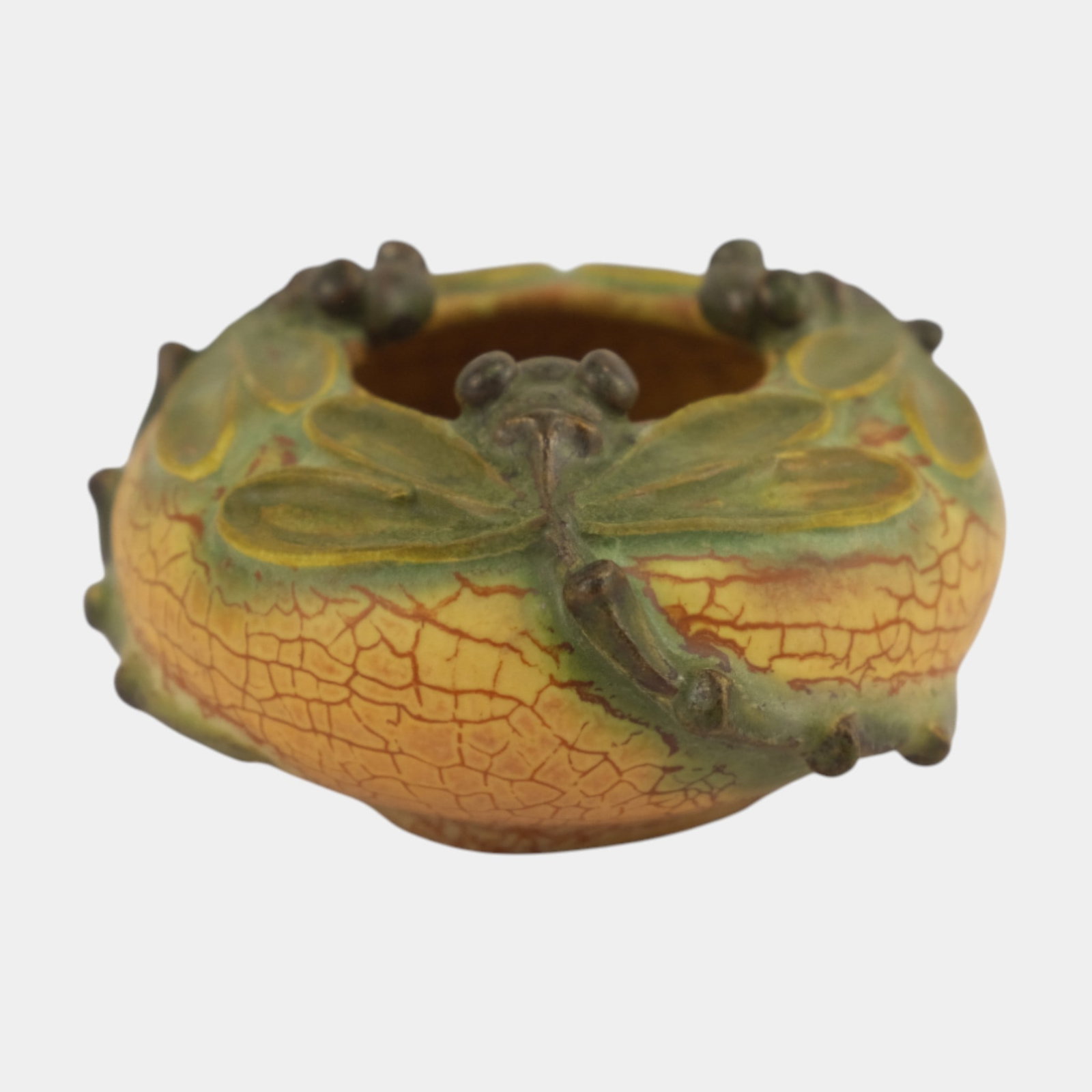 Ephraim Faience 2018 Miniature Dancing Dragonflies Art Pottery Bowl (1 of 3)