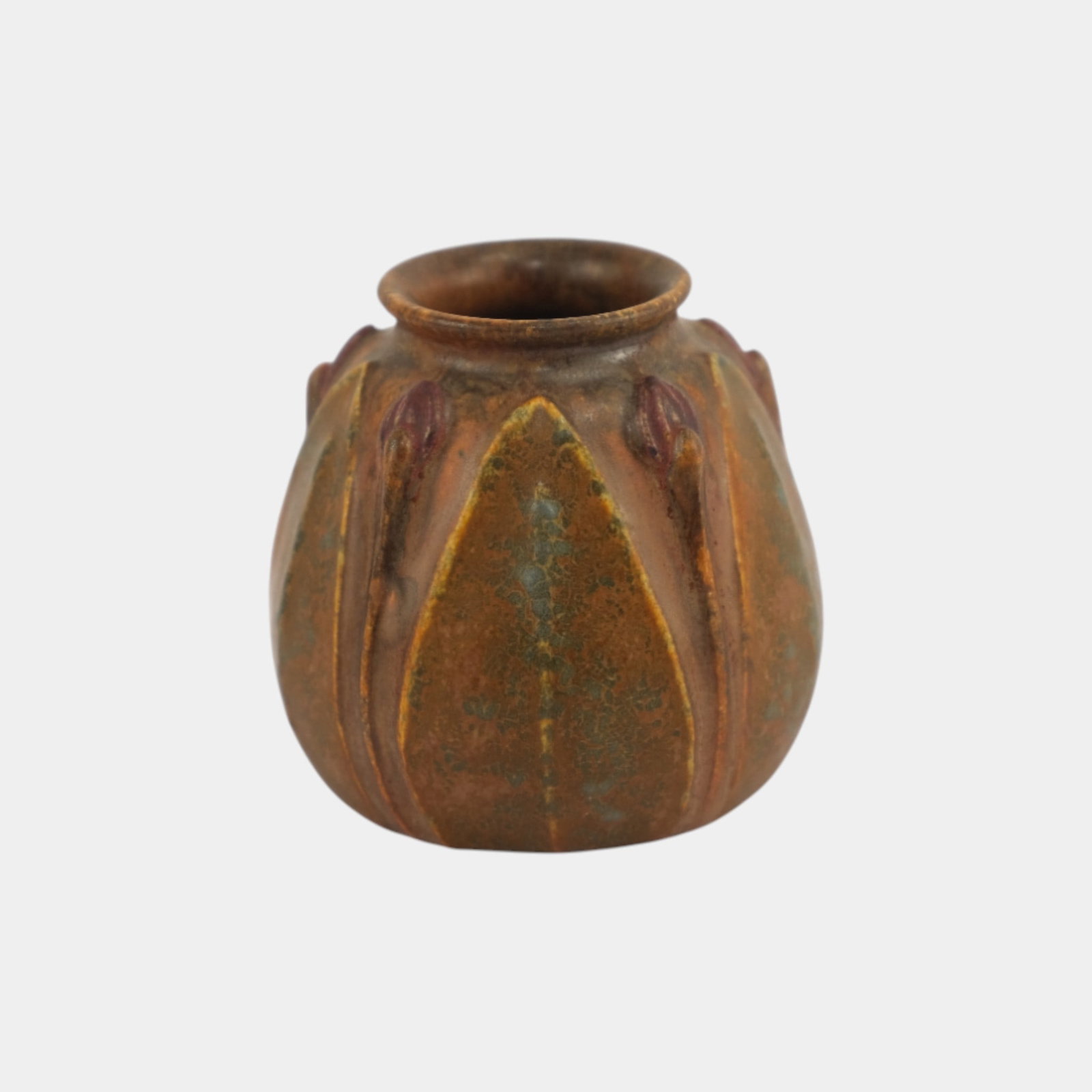 Ephraim Faience 2009 Miniature Pumpkin Glaze New Frond Art Pottery Vase (1 of 3)