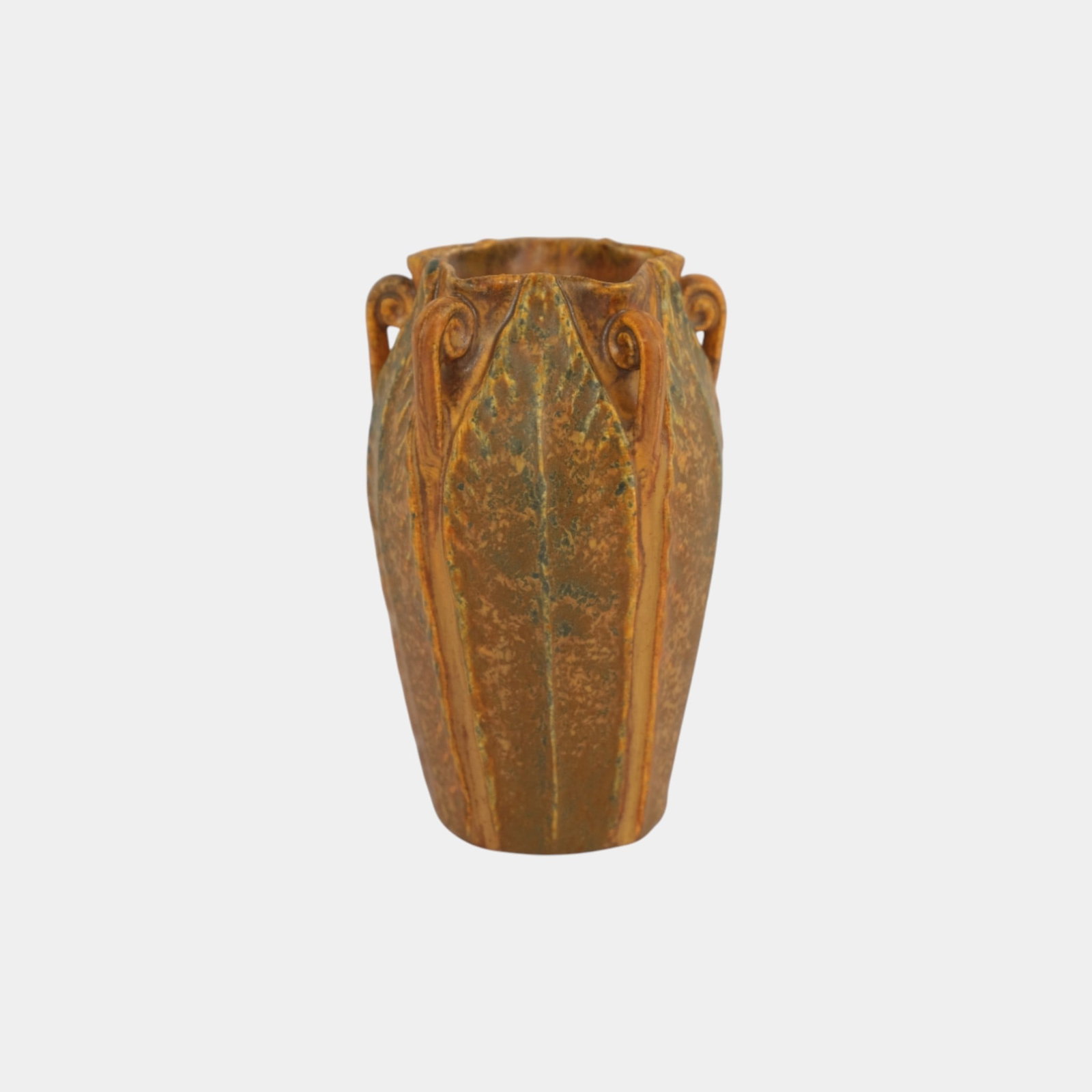 Ephraim Faience 2021 Miniature Mottled Orange Star Fern Art Pottery Vase (1 of 3)