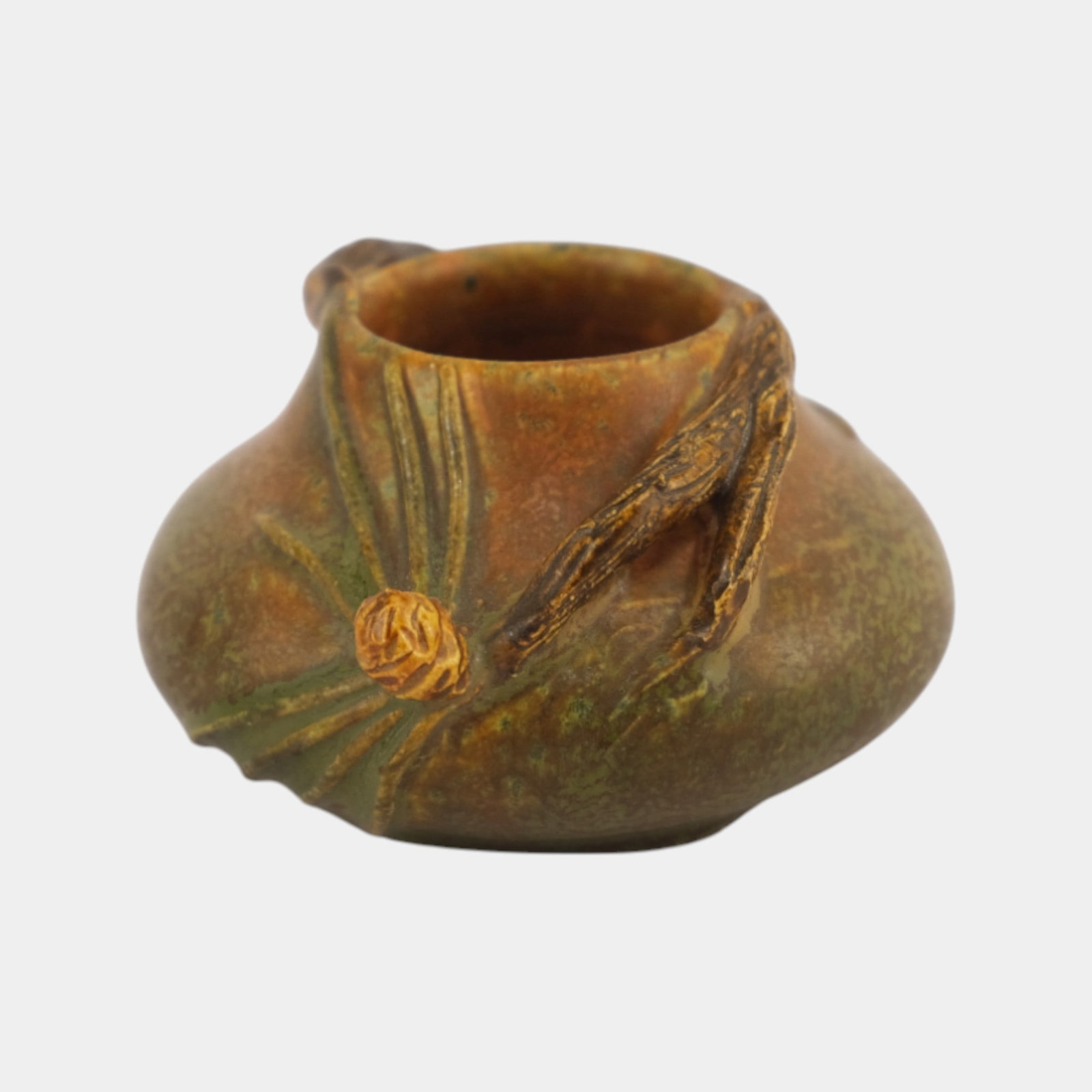 Ephraim Faience 2021 Miniature Brown Green Kodiak Art Pottery Vase (1 of 3)