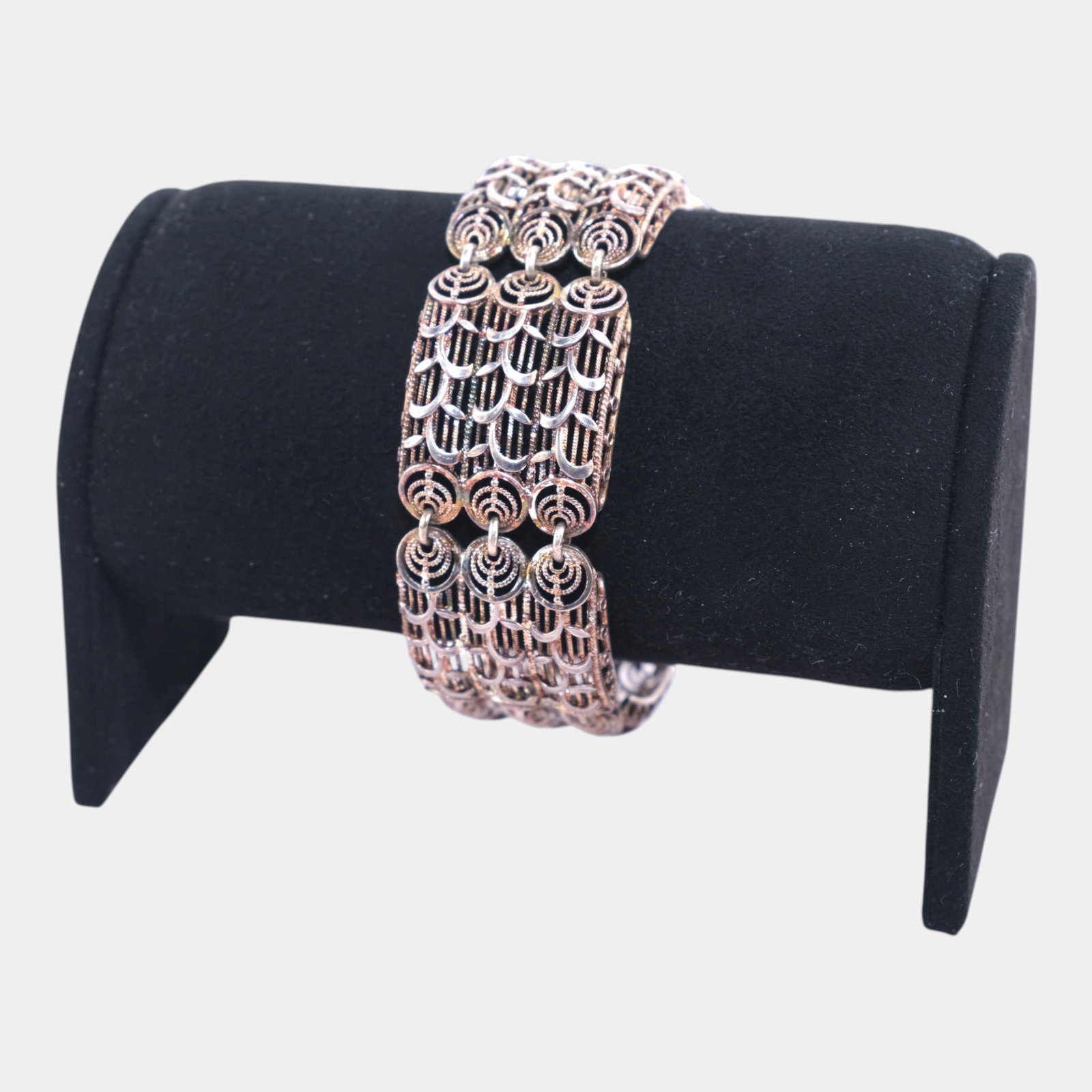 20th Century German Sterling Silver 925 Art Deco Filigree Style 8" Long Bracelet (1 of 6)
