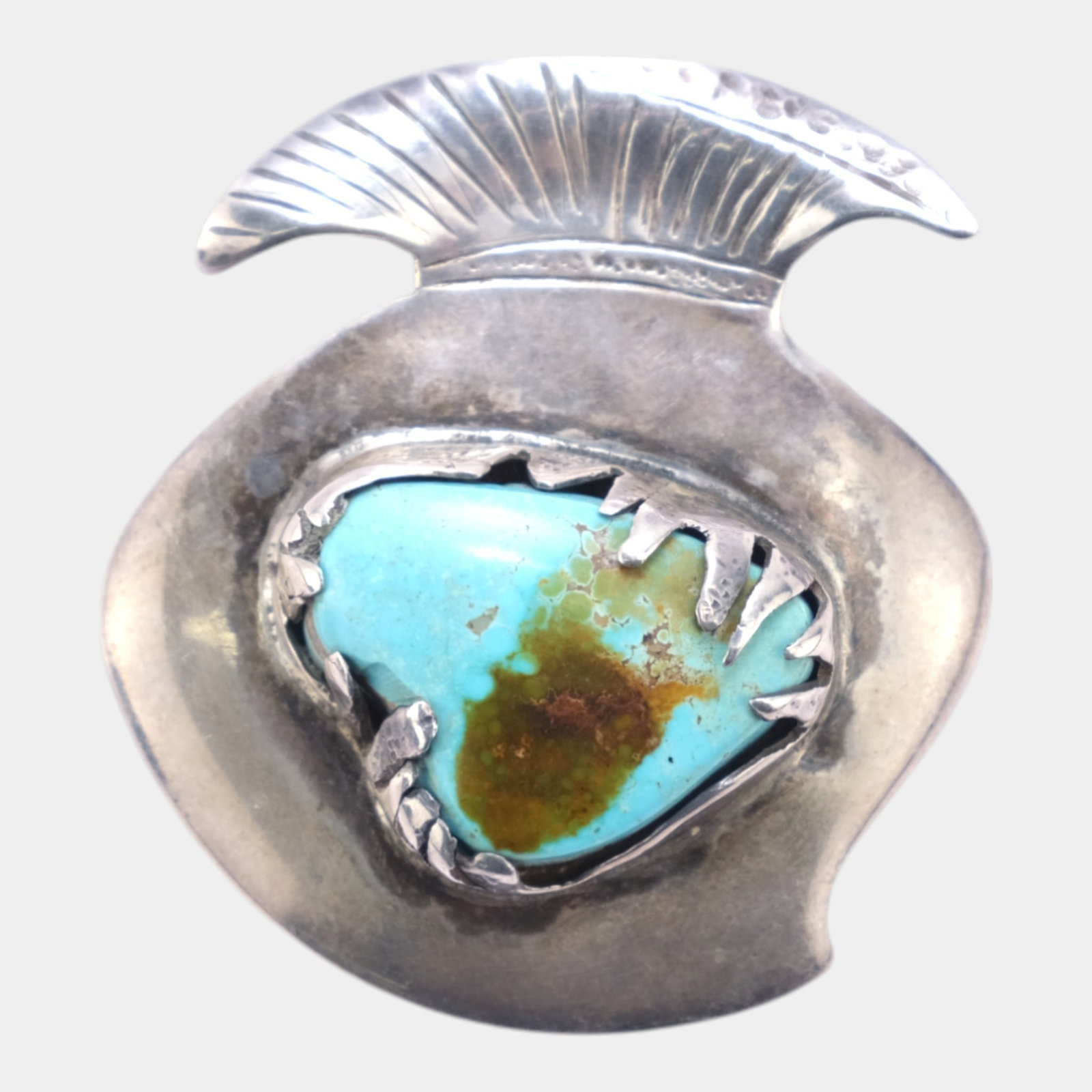 A. Wiltsie Native American Sterling Silver Turquoise Cabochon Brooch Pendant (1 of 3)