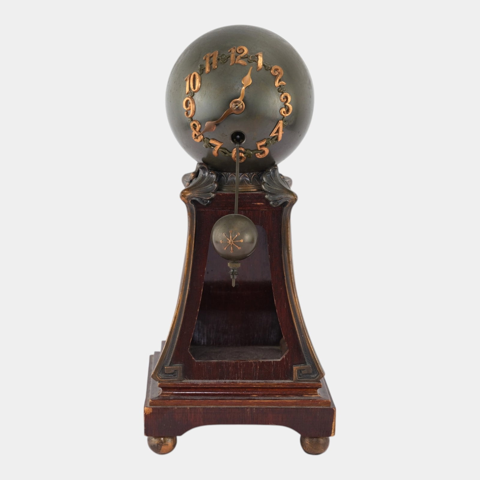 Junghans German 1910s Art Deco Wooden Case Metallic Globe Dial Ball Clock (1 of 6)