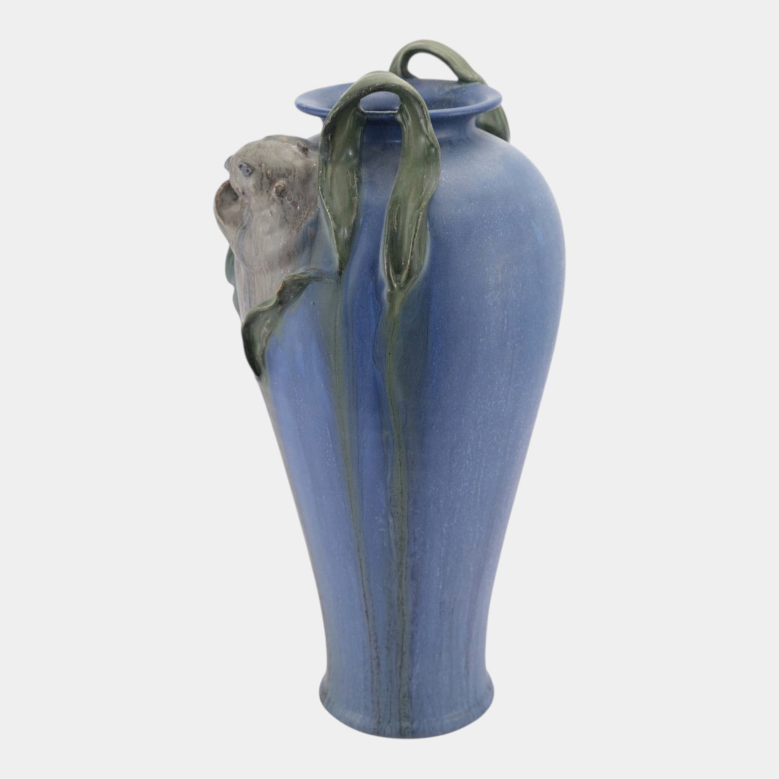 Ephraim Faience Art Pottery 2006 Sea Otter Show Piece Blue Ceramic Vase E50 - 2