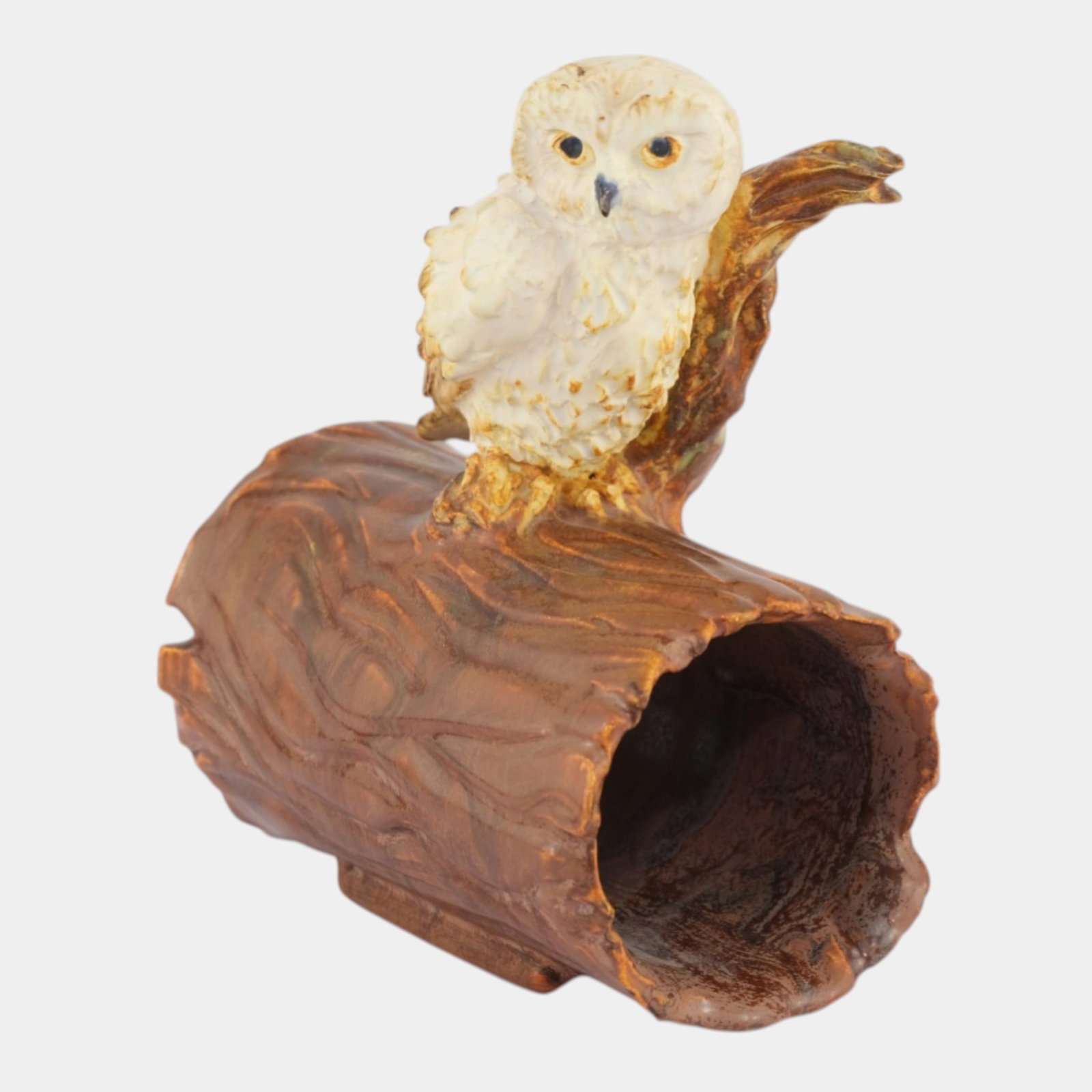 Ephraim Faience 2011 Experimental Hand Made Art Pottery White Owl On Branch Figurine (1 of 7)