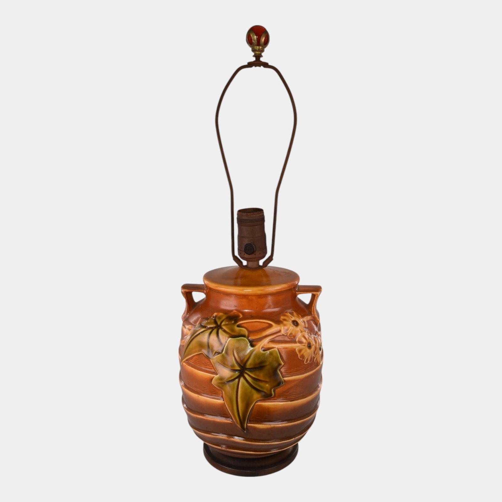 Roseville Pottery Luffa 1934 Brown Factory Arts and Crafts Lamp 690-9 (1 of 8)