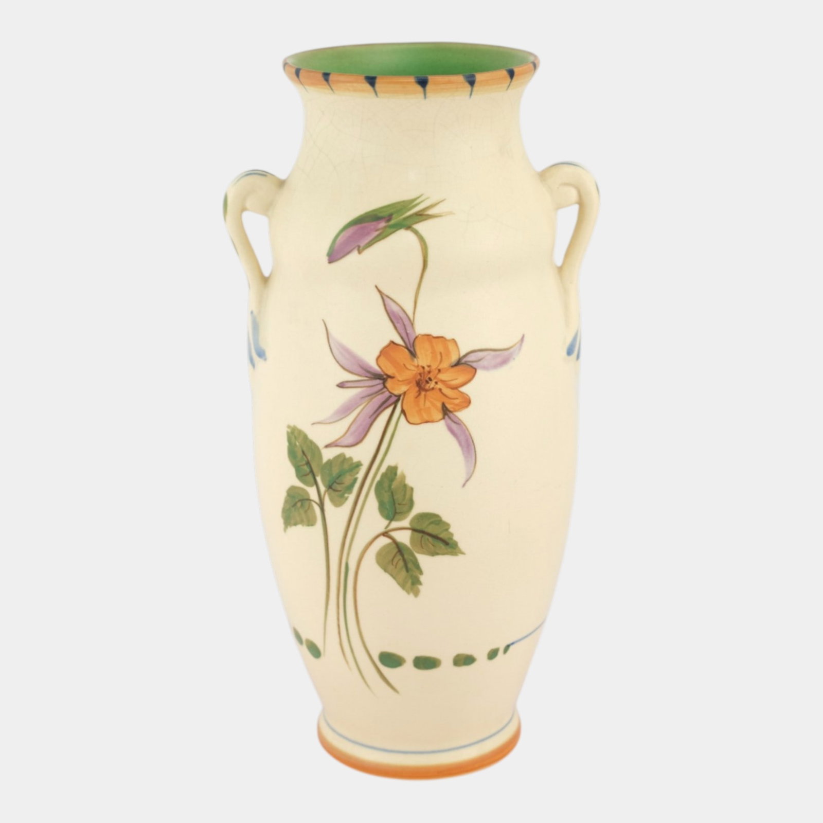 Weller Pottery Bonito 1927-33 Hand Painted Floral Tall Art Deco Handled Vase (1 of 5)