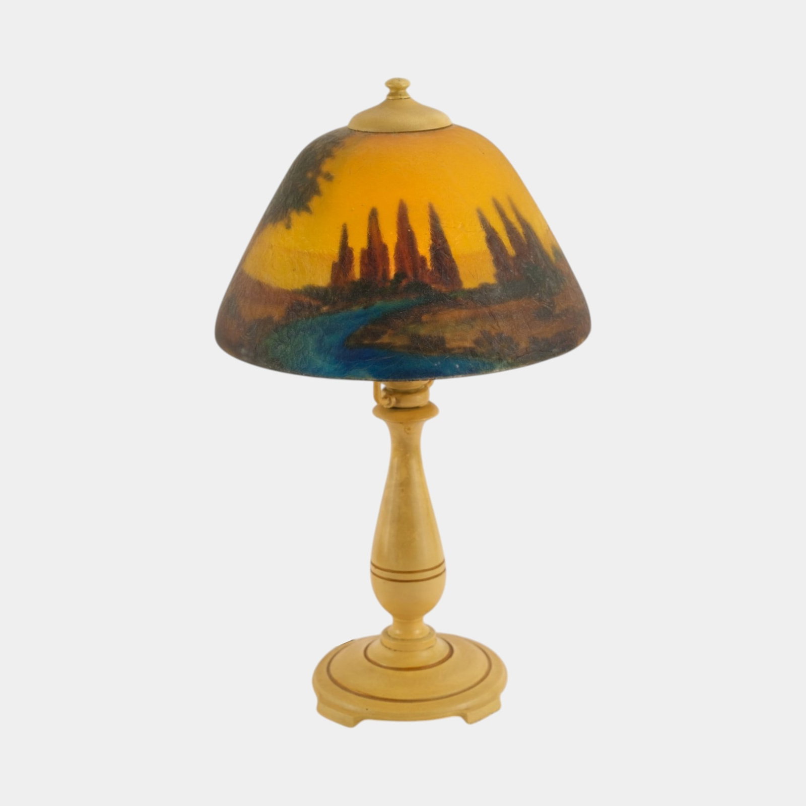 Moe Bridges Early 20th Century Table Lamp With Scenic Glass Reverse Painted Shade (1 of 6)