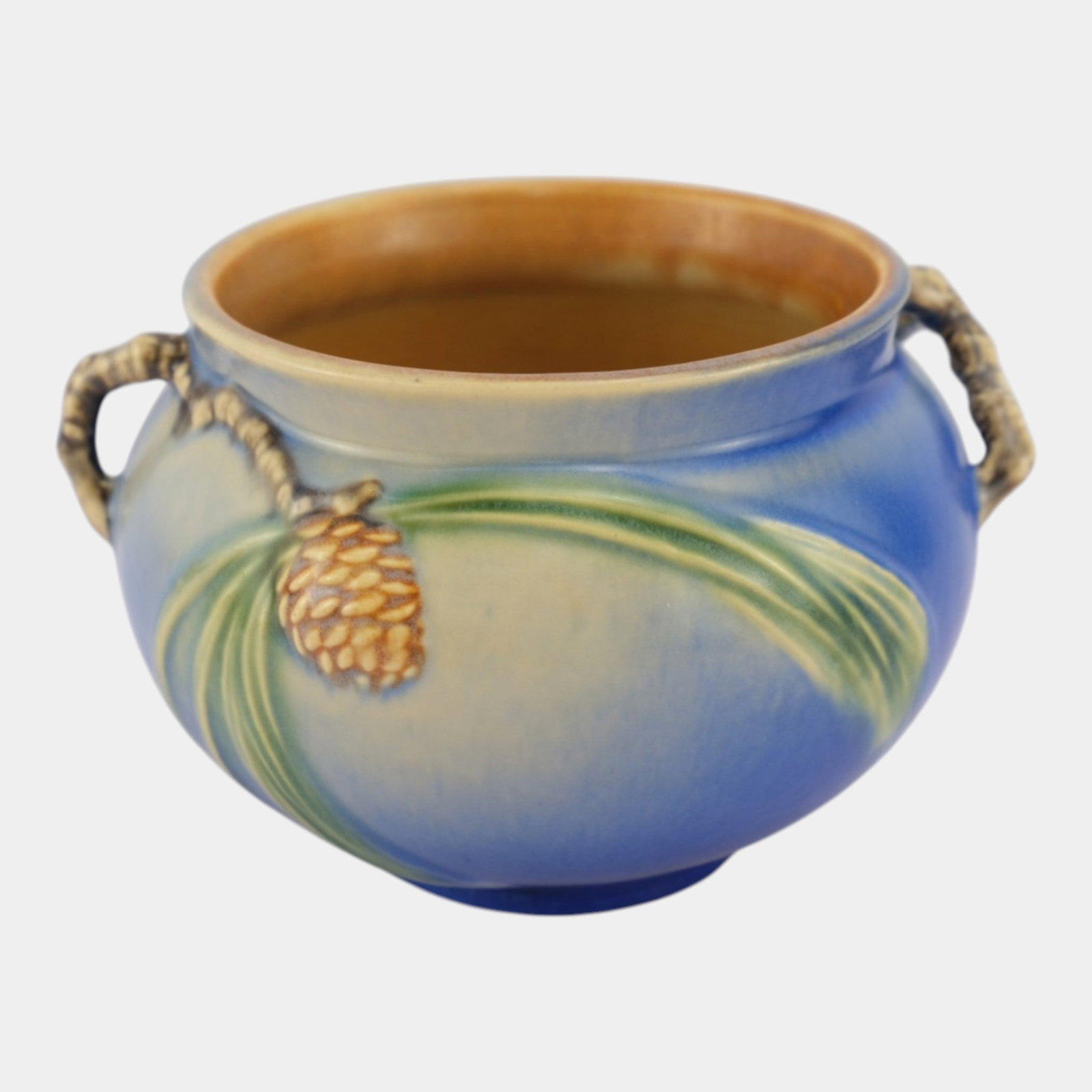 Roseville Pine Cone Blue 1936 Vintage Art Pottery Ceramic Jardiniere Planter 632-4 (1 of 7)