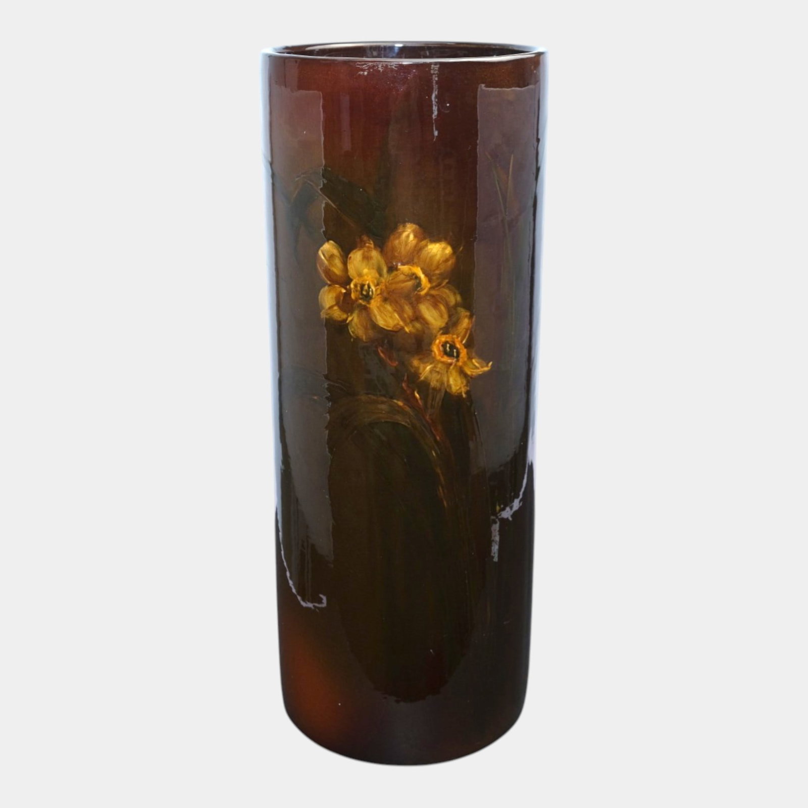 Weller Louwelsa 1900s Vintage Art Pottery Brown Ceramic Floral Decorated Umbrella Stand: Professional, fast, and affordable in house shipping available for all items. Weller Louwelsa 1900s Vintage Art Pottery Brown Ceramic Floral Decorated Umbrella Stand Richly elegant, this Arts and Craf