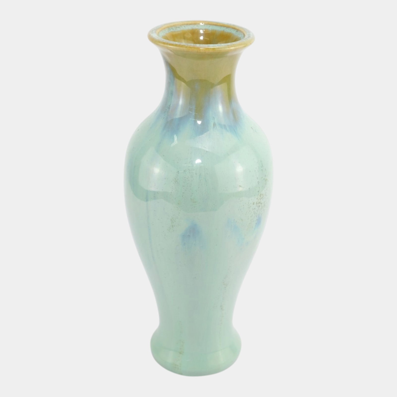 Fulper 1917-1927 Arts And Crafts Pottery Green Blue Flambe Ceramic Baluster Vase - 2