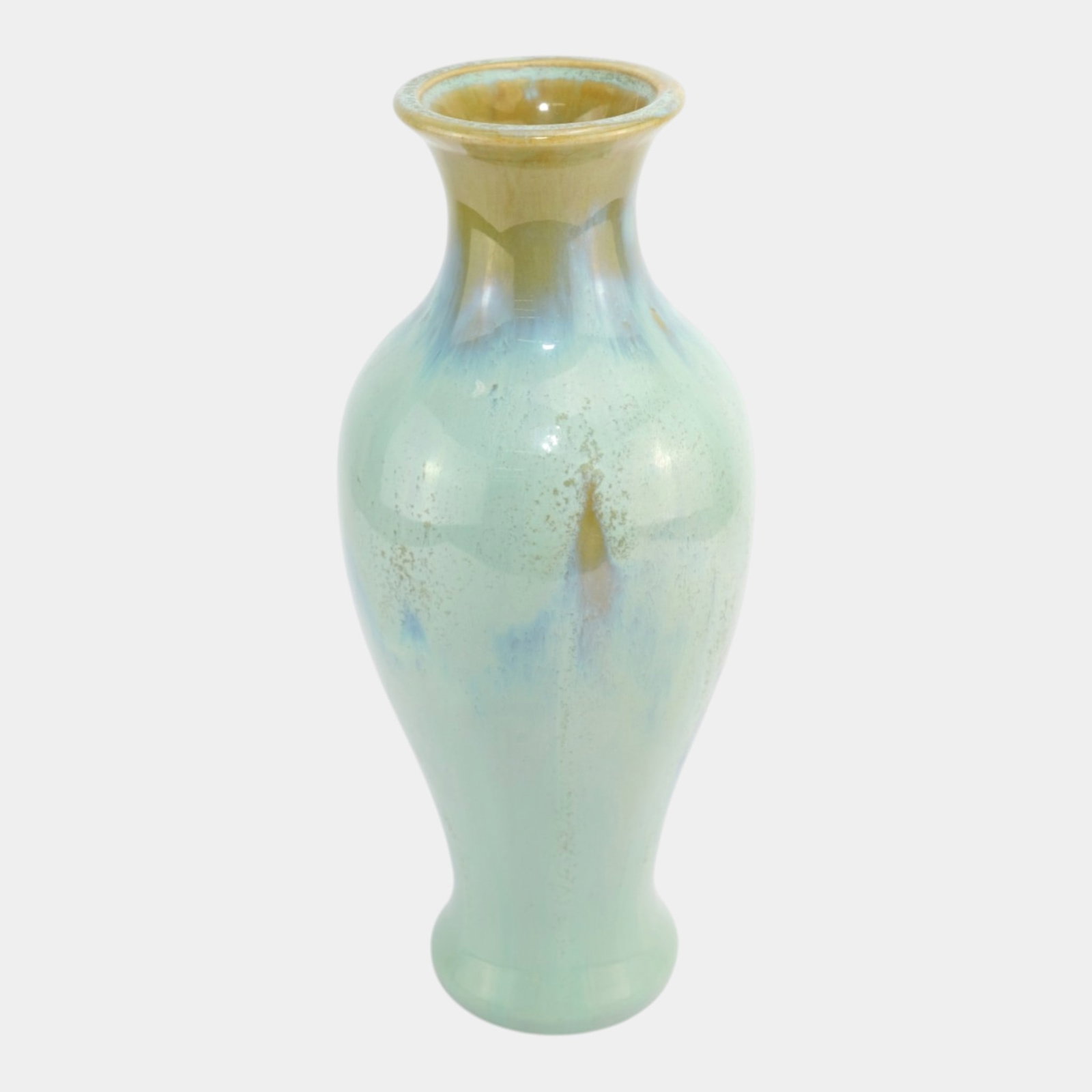 Fulper 1917-1927 Arts And Crafts Pottery Green Blue Flambe Ceramic Baluster Vase - 3