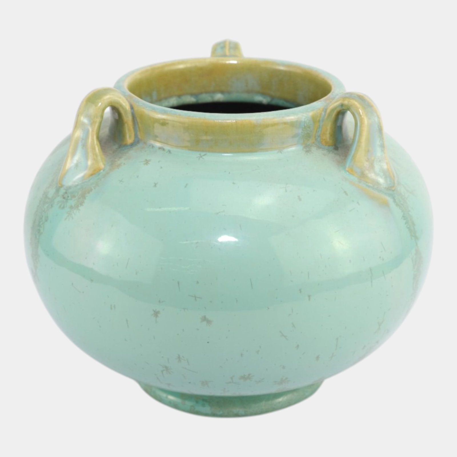 Fulper 1917-1923 Arts And Crafts Pottery Green Crystalline Glaze Three Handled Vase (1 of 6)