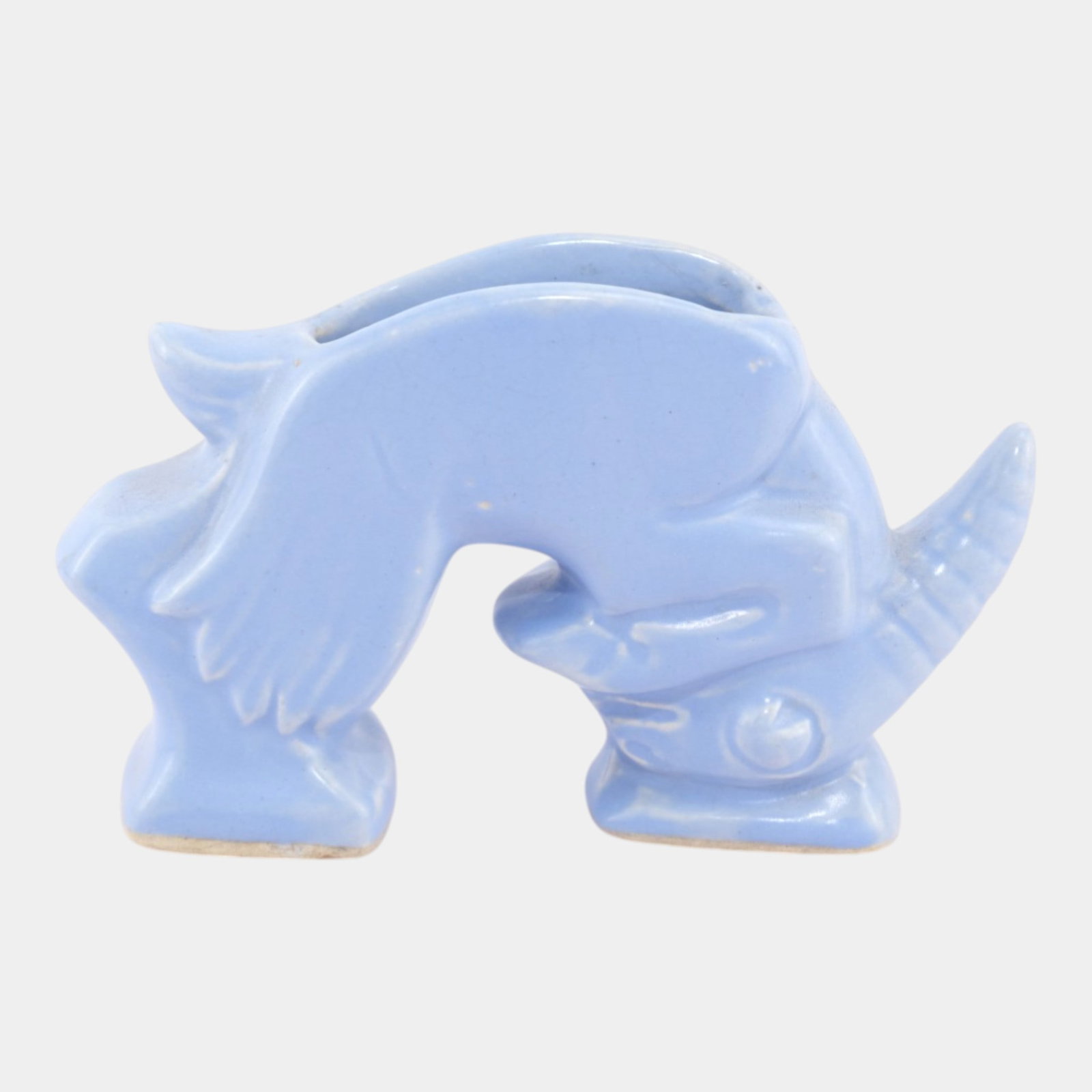 McCoy Vintage Mid Century Modern Art Pottery Blue Ceramic Ramming Goat Stretch Figural Planter (1 of 6)